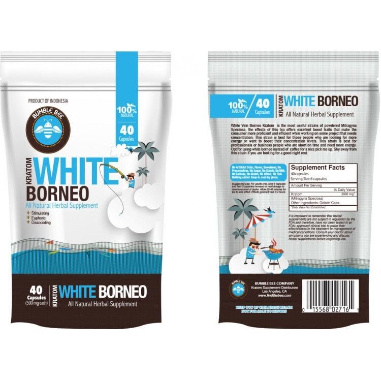 Bumble Bee White Borneo Kratom Capsules | Image 2 | Bumble Bee White Borneo Kratom Capsules