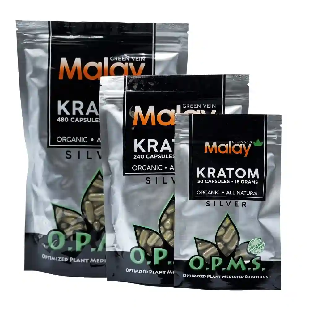 OPMS Silver Malay Kratom Capsules | Image 1 | OPMS Silver Malay Kratom Capsules