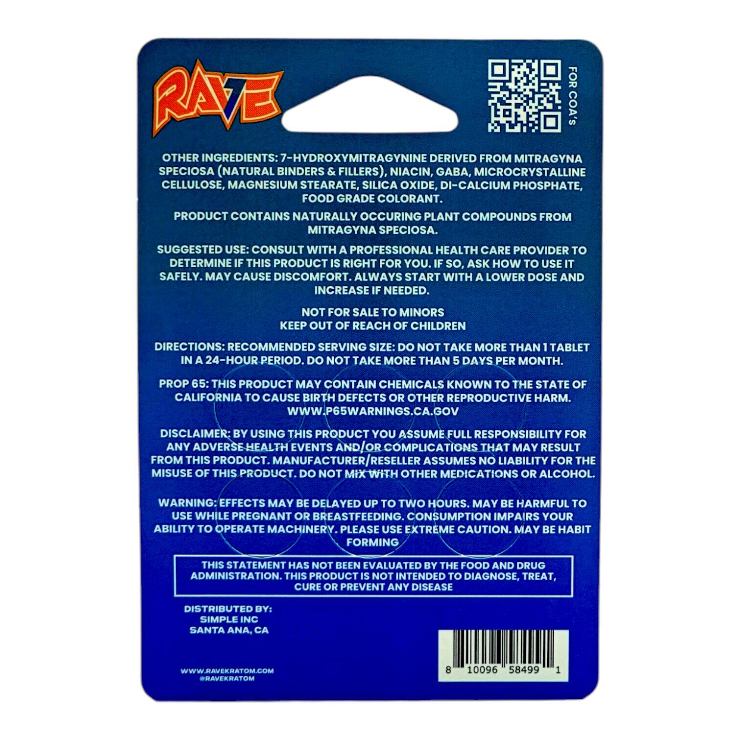 Rave 7 Hydroxy Tablets, 10mg x 6ct - Tropical Bliss | Image 2 | Rave 7 Hydroxy Tablets, 10mg x 6ct – Tropical Bliss