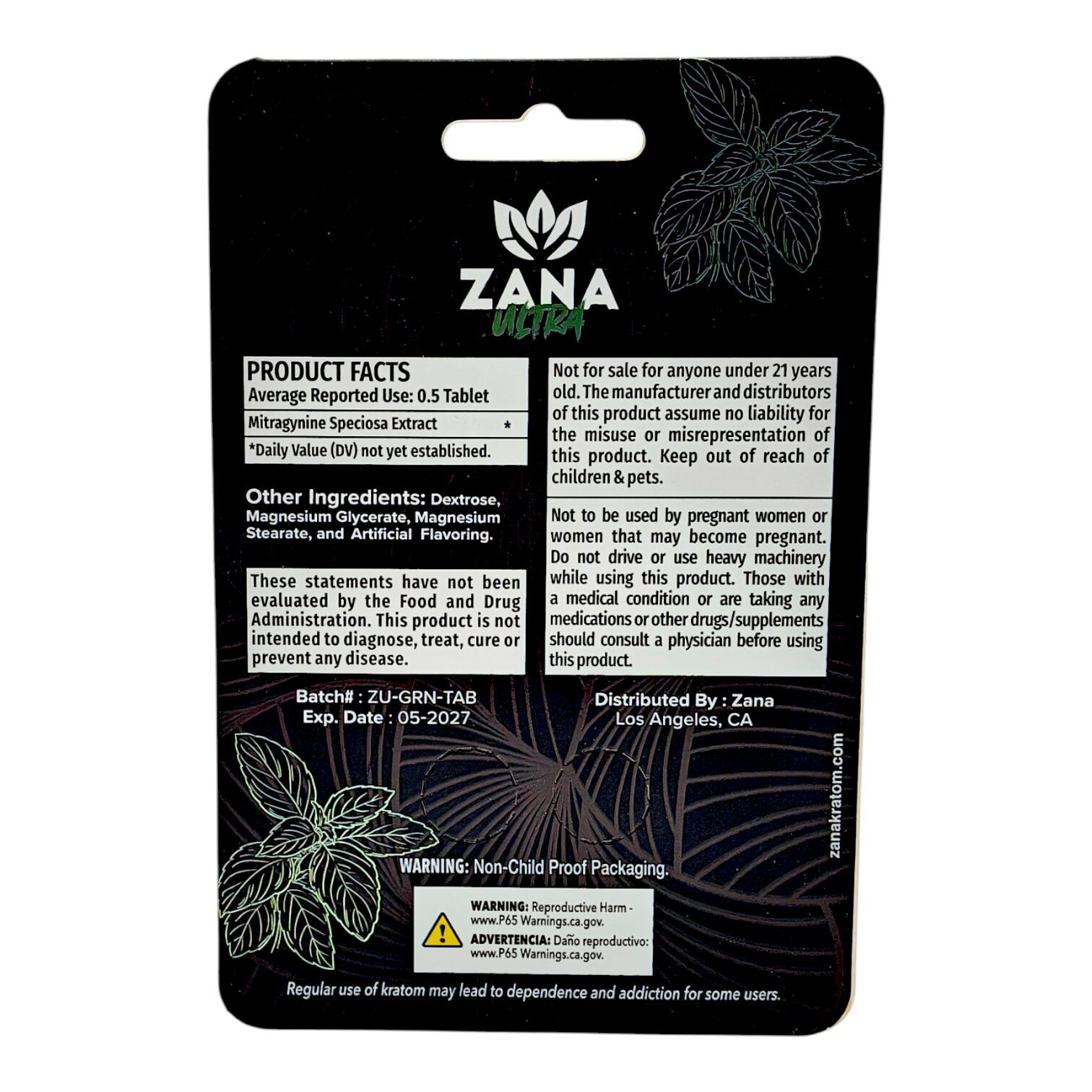 ZANA ULTRA Green Vein Tablets 2ct | Image 3 | ZANA ULTRA Green Vein Tablets 2ct