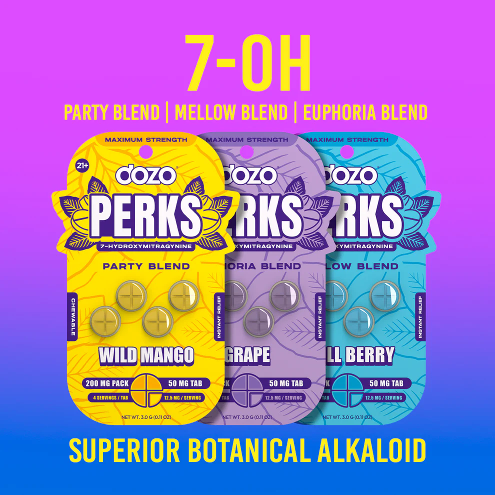 Dozo Perks Maximum Strength 7-OH Flavored Tablets 50MG | Image 5 | Dozo Perks Maximum Strength 7-OH Flavored Tablets 50MG