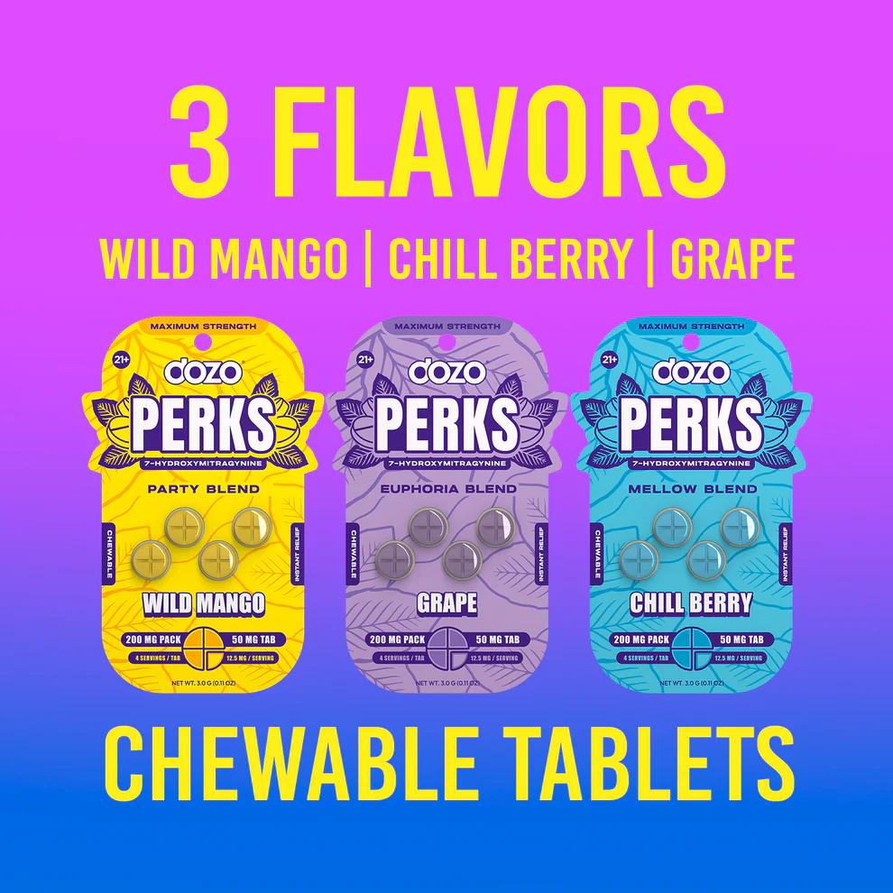 Dozo Perks Maximum Strength 7-OH Flavored Tablets 50MG | Image 6 | Dozo Perks Maximum Strength 7-OH Flavored Tablets 50MG