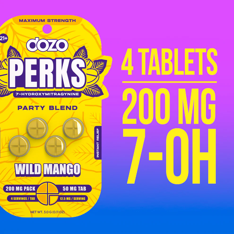 Dozo Perks Maximum Strength 7-OH Flavored Tablets 50MG | Image 3 | Dozo Perks Maximum Strength 7-OH Flavored Tablets 50MG