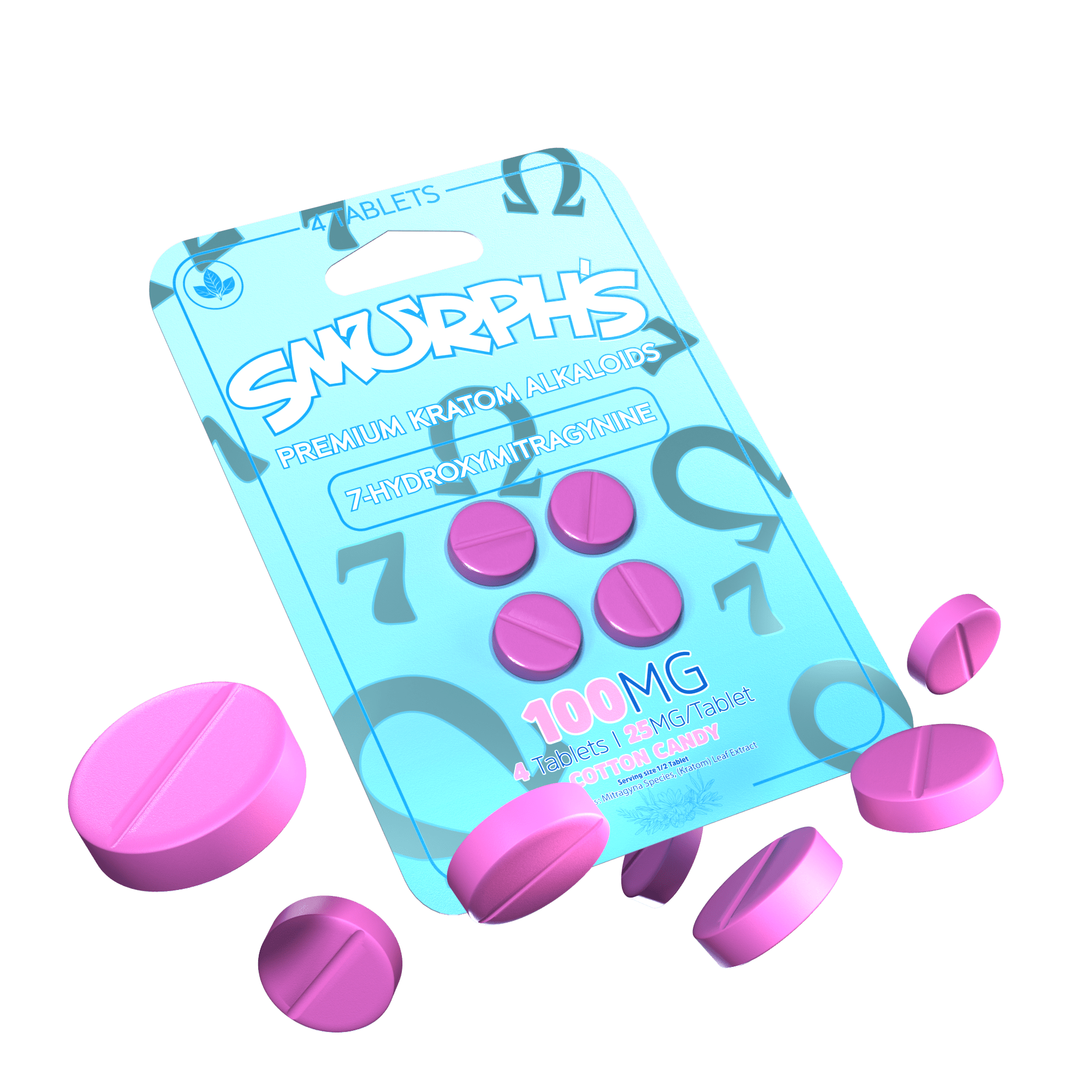 Smurph's 7-Oh Flavored Kratom Extract Tablets 50mg x 4ct | Image 8 | Smurph’s 7-Oh Flavored Kratom Extract Tablets 50mg x 4ct