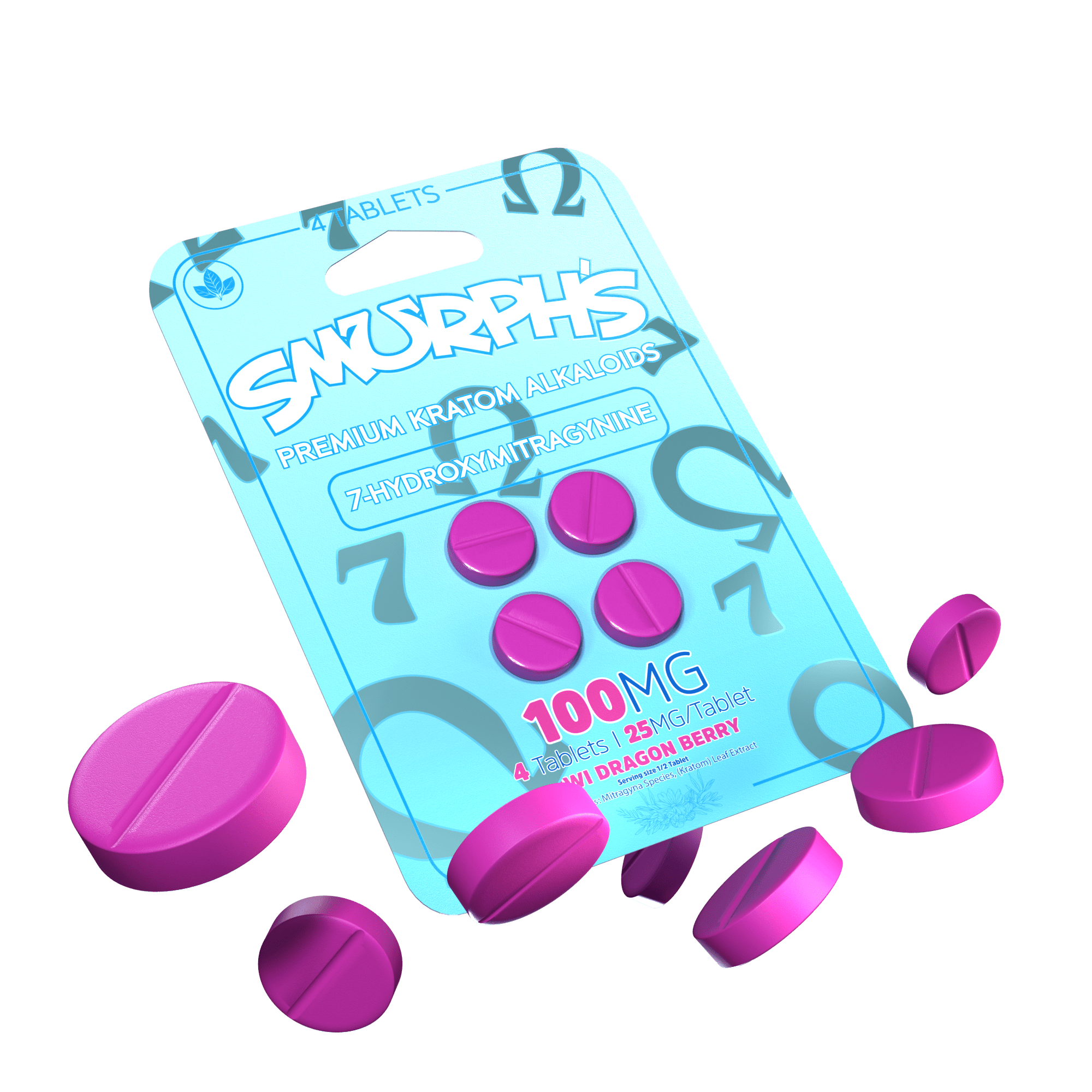 Smurph's 7-Oh Flavored Kratom Extract Tablets 50mg x 4ct | Image 5 | Smurph’s 7-Oh Flavored Kratom Extract Tablets 50mg x 4ct