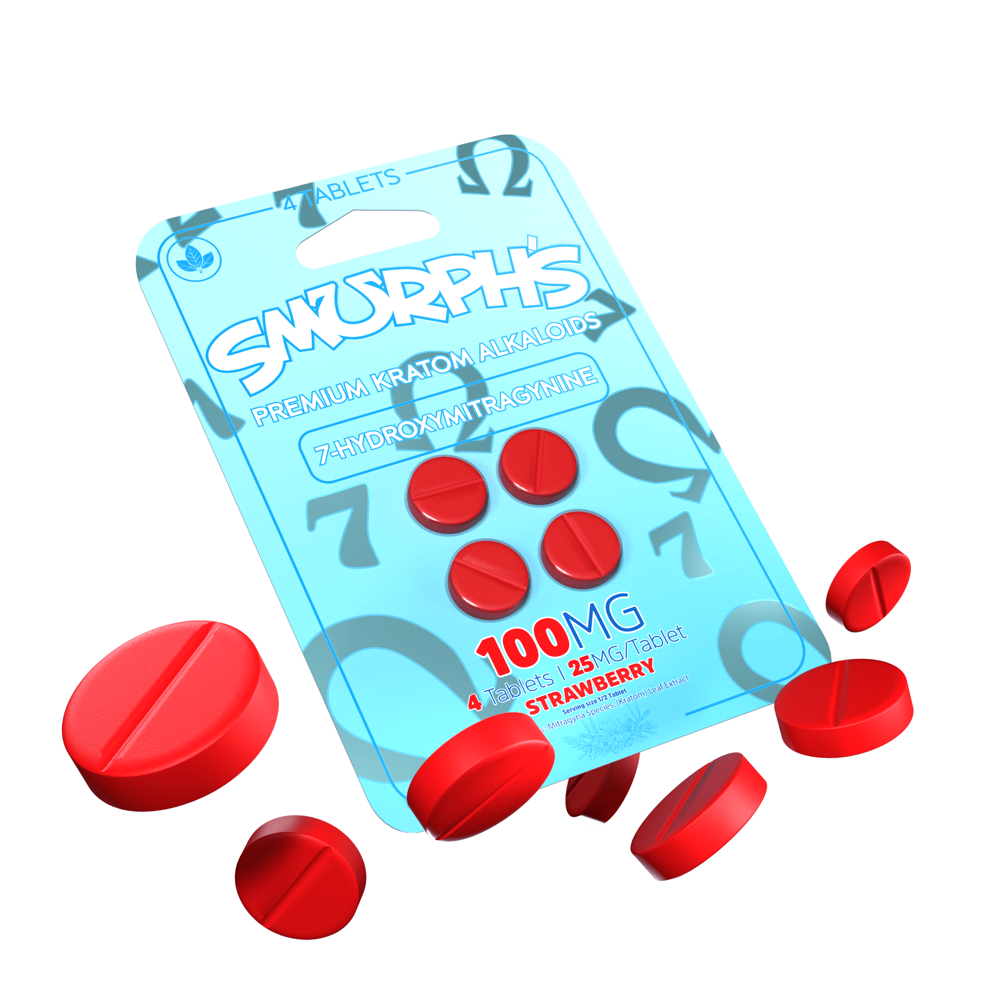 Smurph's 7-Oh Flavored Kratom Extract Tablets 50mg x 4ct | Image 19 | Smurph’s 7-Oh Flavored Kratom Extract Tablets 50mg x 4ct