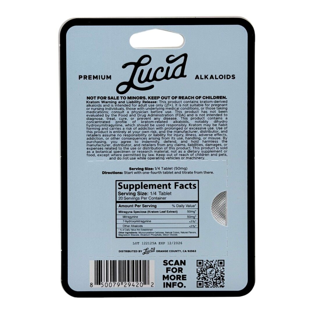 Lucid Black Label Kratom Tablets 200mg x 5ct | Image 4 | Lucid Black Label Kratom Tablets 200mg x 5ct