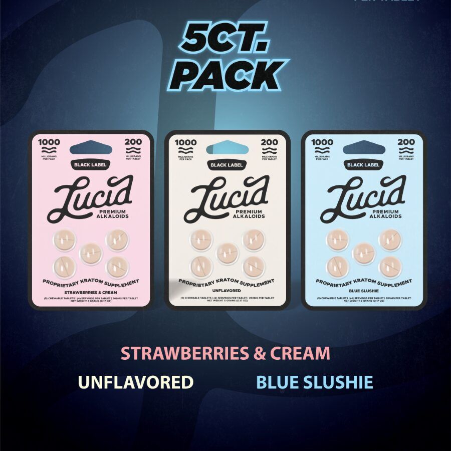 Lucid Black Label Kratom Tablets 200mg x 5ct | Image 2 | Lucid Black Label Kratom Tablets 200mg x 5ct