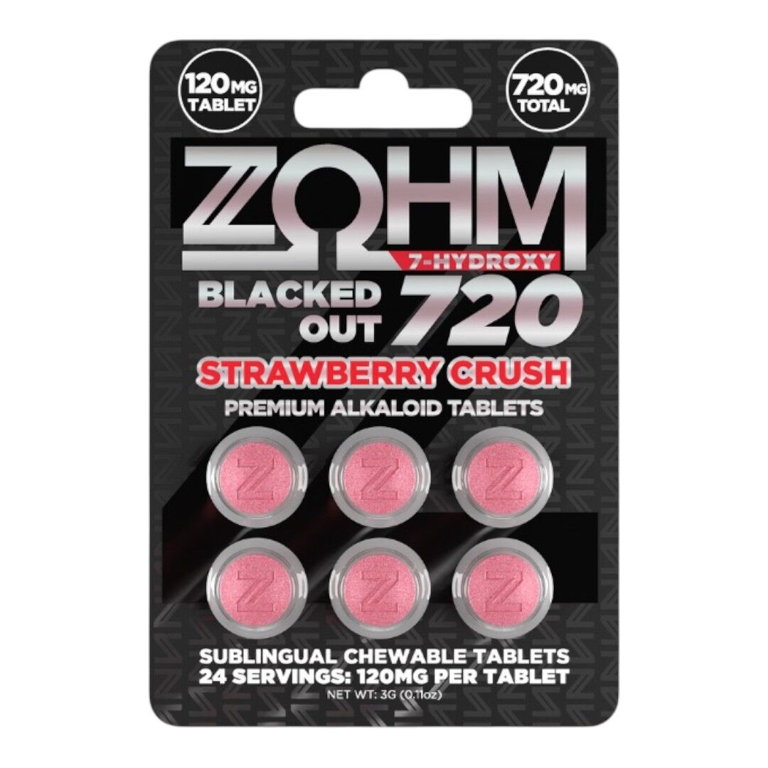 ZOHM Black Out 7-OH Tablets Strawberry Crush 120mg x 6ct | Image 1 | ZOHM Black Out 7-OH Tablets Strawberry Crush 120mg x 6ct