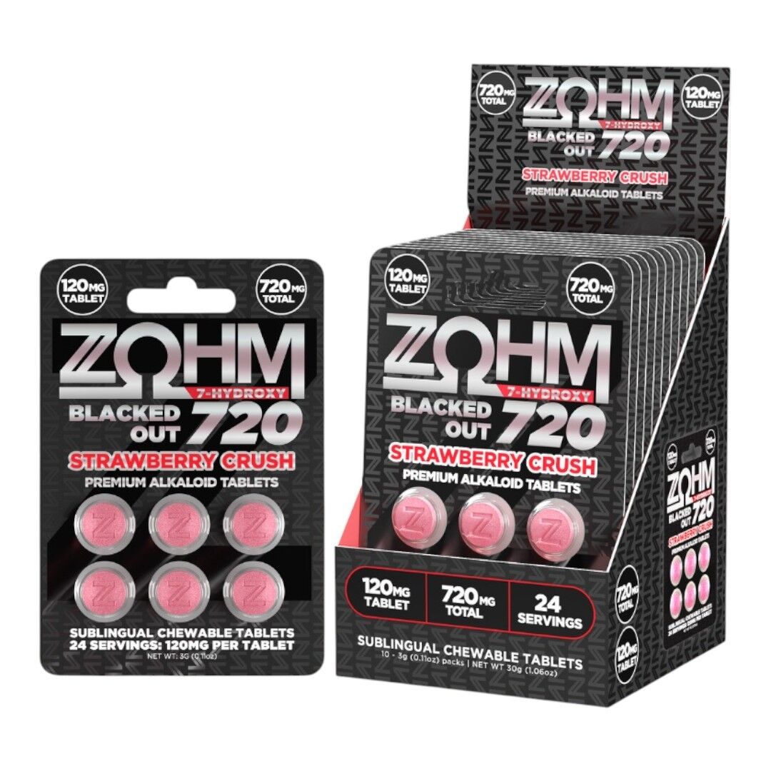 ZOHM Black Out 7-OH Tablets Strawberry Crush 120mg x 6ct | Image 3 | ZOHM Black Out 7-OH Tablets Strawberry Crush 120mg x 6ct