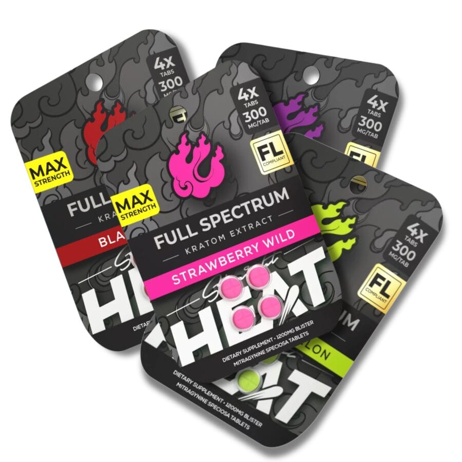 Straight Heat Full Spectrum Kratom Tablets Flavored 4ct x 300mg | Image 1 | Straight Heat Full Spectrum Kratom Tablets Flavored 4ct x 300mg