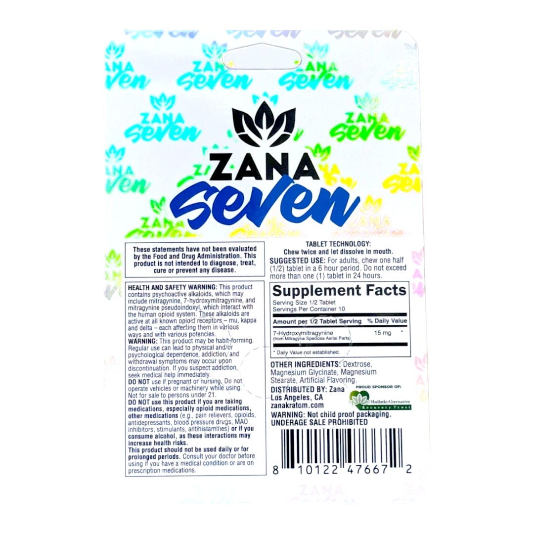 Zana Seven 7-OH Tablets, 30mg x 5ct | Image 2 | Zana Seven 7-OH Tablets, 30mg x 5ct