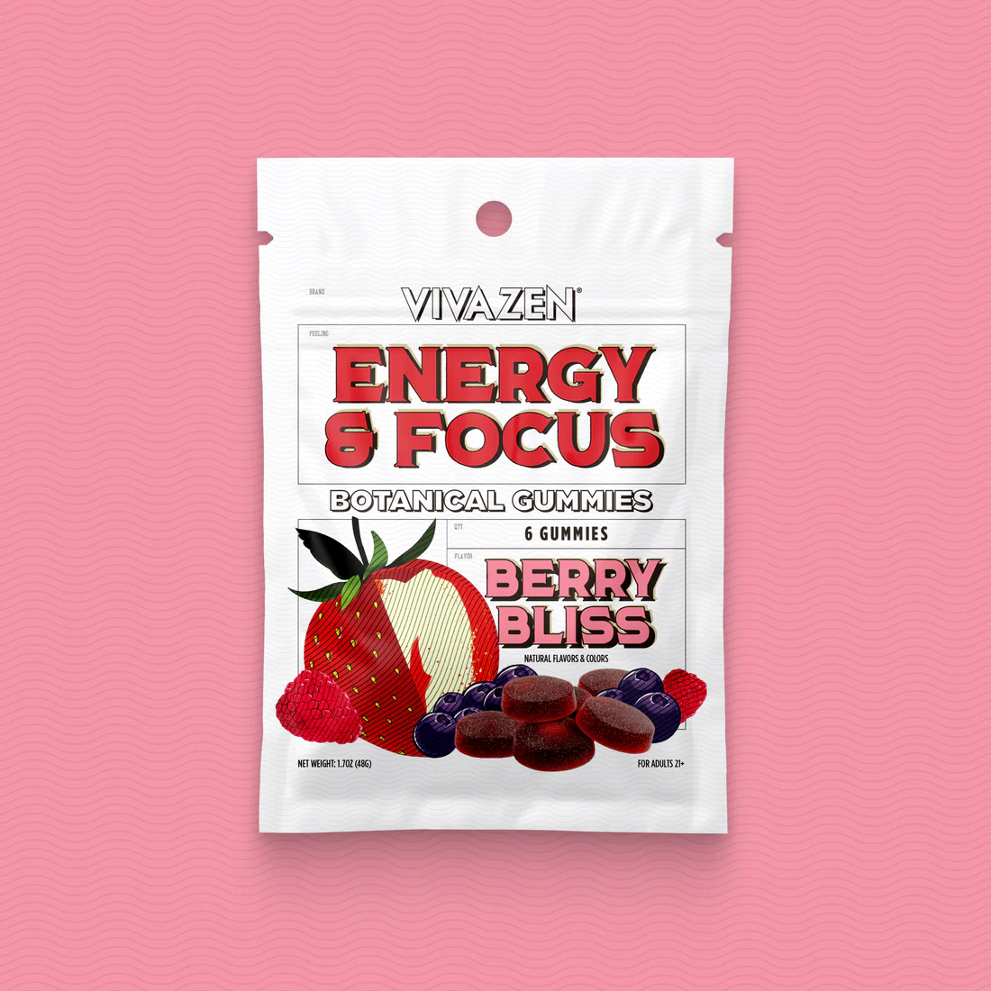VIVAZEN Energy + Focus Gummies, 6CT, Berry Bliss | Image 1 | VIVAZEN Energy + Focus Gummies, 6CT, Berry Bliss