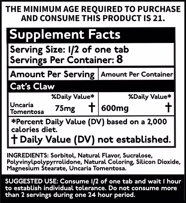 Shift Cat's Claw Flavored Tablets 150mg | Image 2 | Shift Cat’s Claw Flavored Tablets 150mg