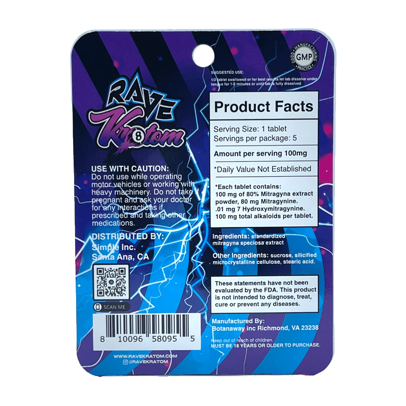 Rave Kratom Max Strength Extract Tablets, 5ct | Image 3 | Rave Kratom Max Strength Extract Tablets, 5ct
