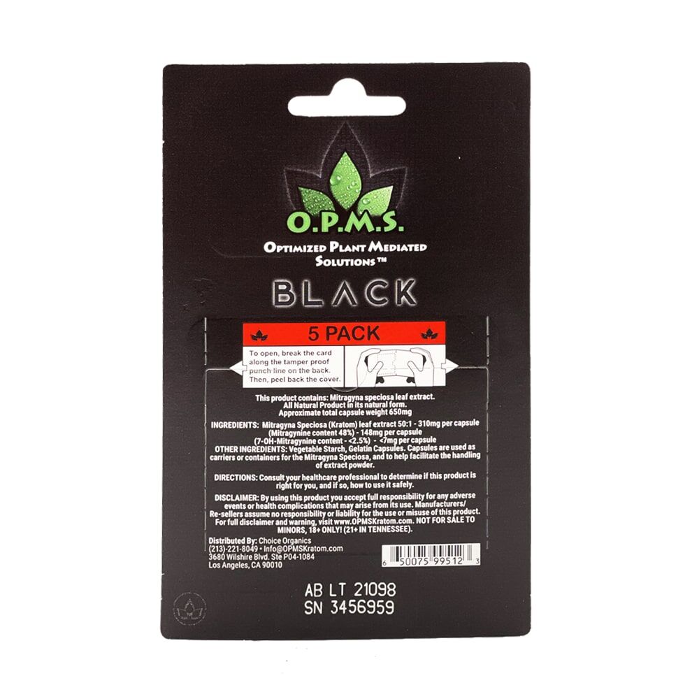 OPMS Kratom Black Extract Capsules | Image 2 | OPMS Kratom Black Extract Capsules