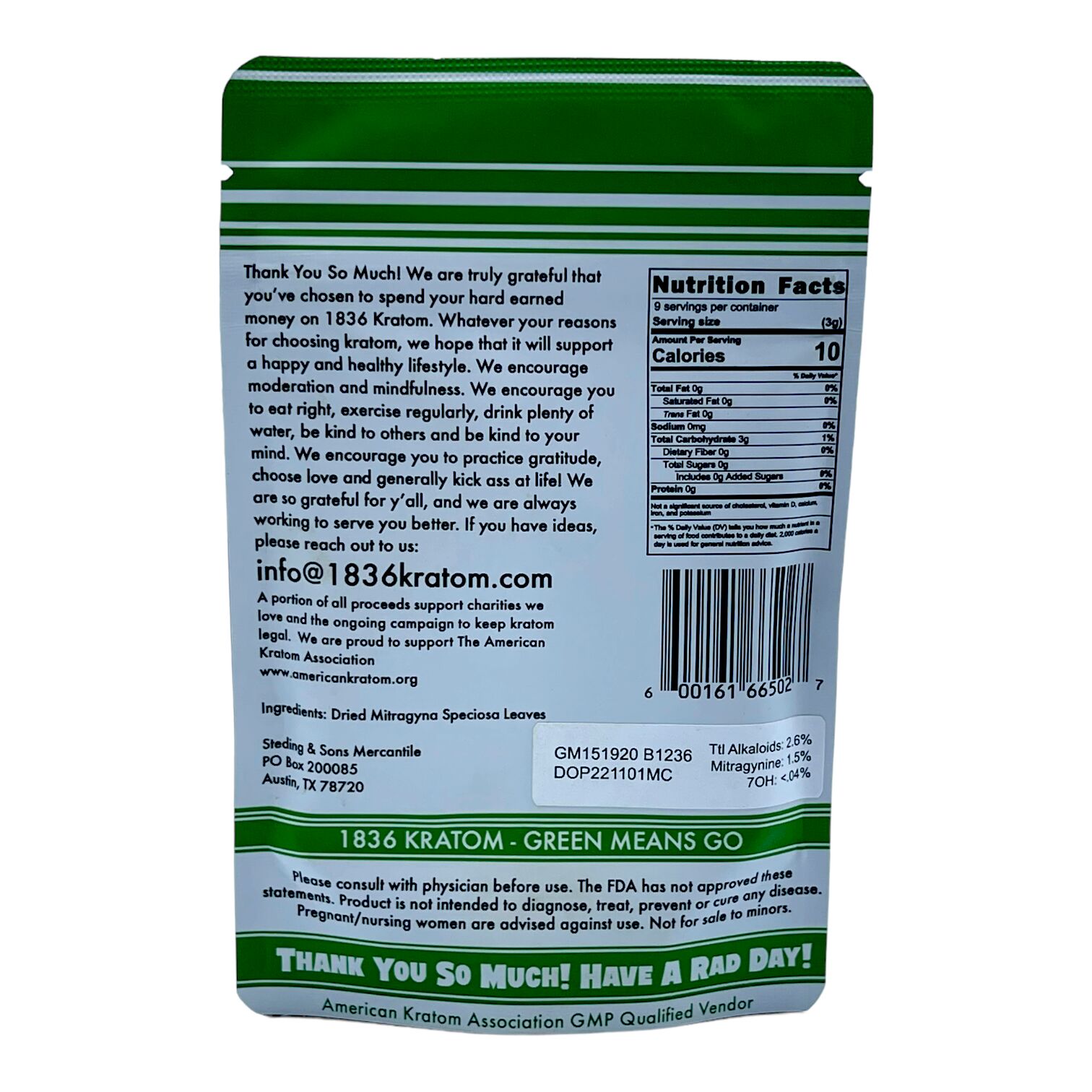 1836 Kratom Green Means Go Kratom Powder | Image 2 | 1836 Kratom Green Means Go Kratom Powder