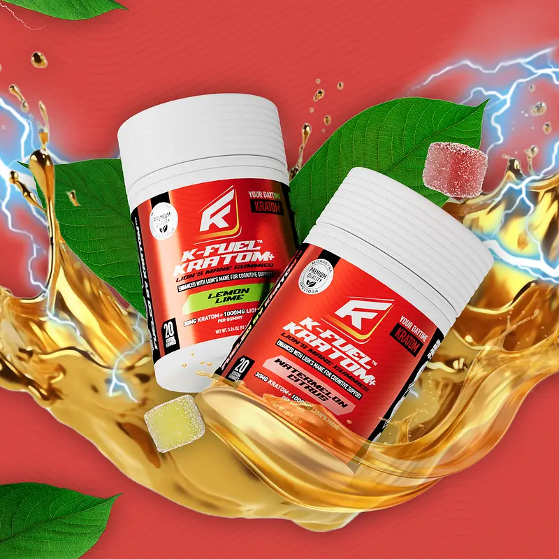 K-Fuel Kratom Mushroom Gummies Lemon Lime | Image 1 | K-Fuel Kratom Mushroom Gummies Lemon Lime