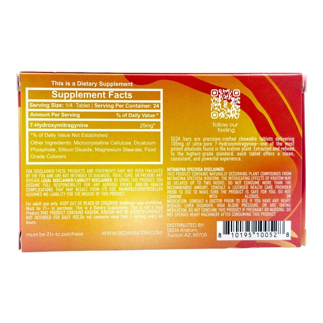 Seda 7-OH Chewable Flavored Tablets 100mg x 6ct | Image 10 | Seda 7-OH Chewable Flavored Tablets 100mg x 6ct