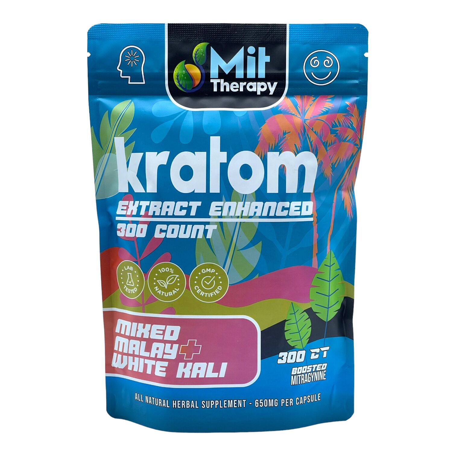MIT Therapy Extract Enhanced Kratom Capsules, Mixed Malay White Kali | Image 1 | MIT Therapy Extract Enhanced Kratom Capsules, Mixed Malay White Kali
