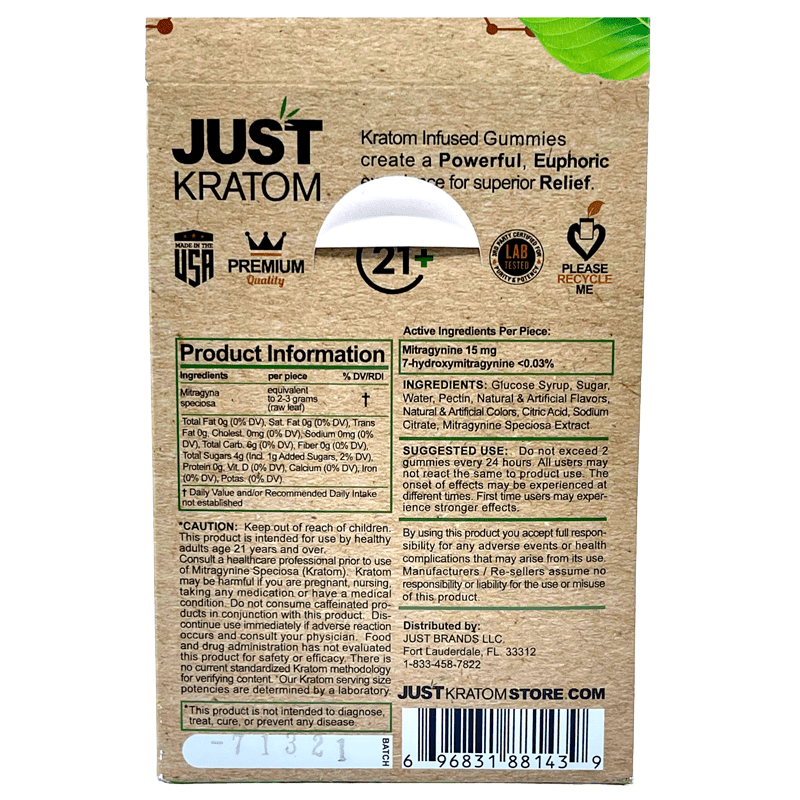 Just Kratom Extract Infused Kratom Gummies | Image 2 | Just Kratom Extract Infused Kratom Gummies