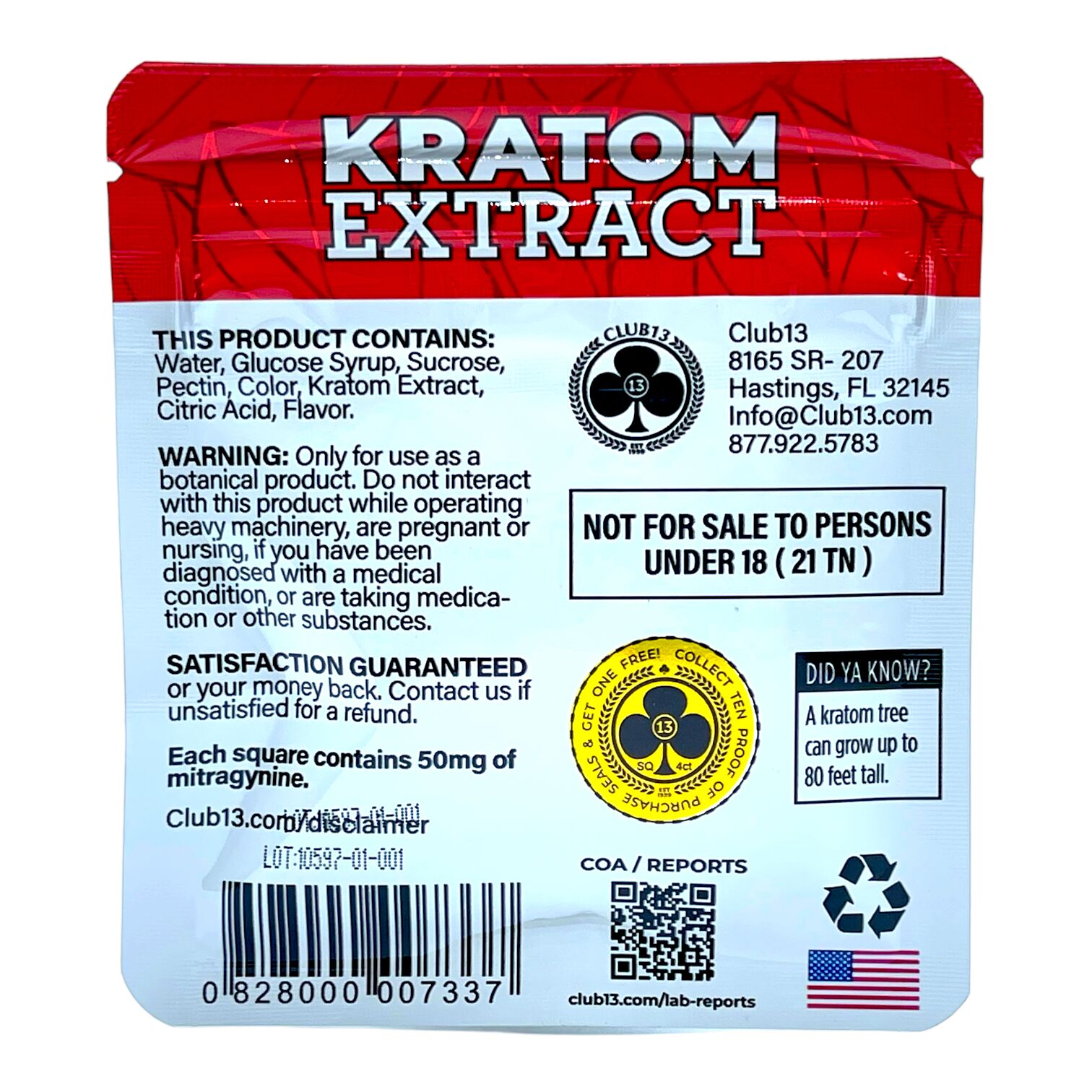 Club 13 Tropical Extract Kratom Gummies | Image 3 | Club 13 Tropical Extract Kratom Gummies