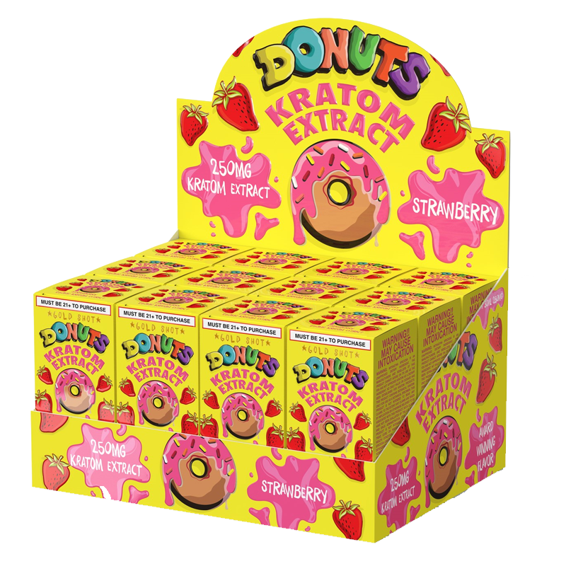 Donuts Gold Strawberry Kratom Shot, 250mg 30mL | Image 3 | Donuts Gold Strawberry Kratom Shot, 250mg 30mL