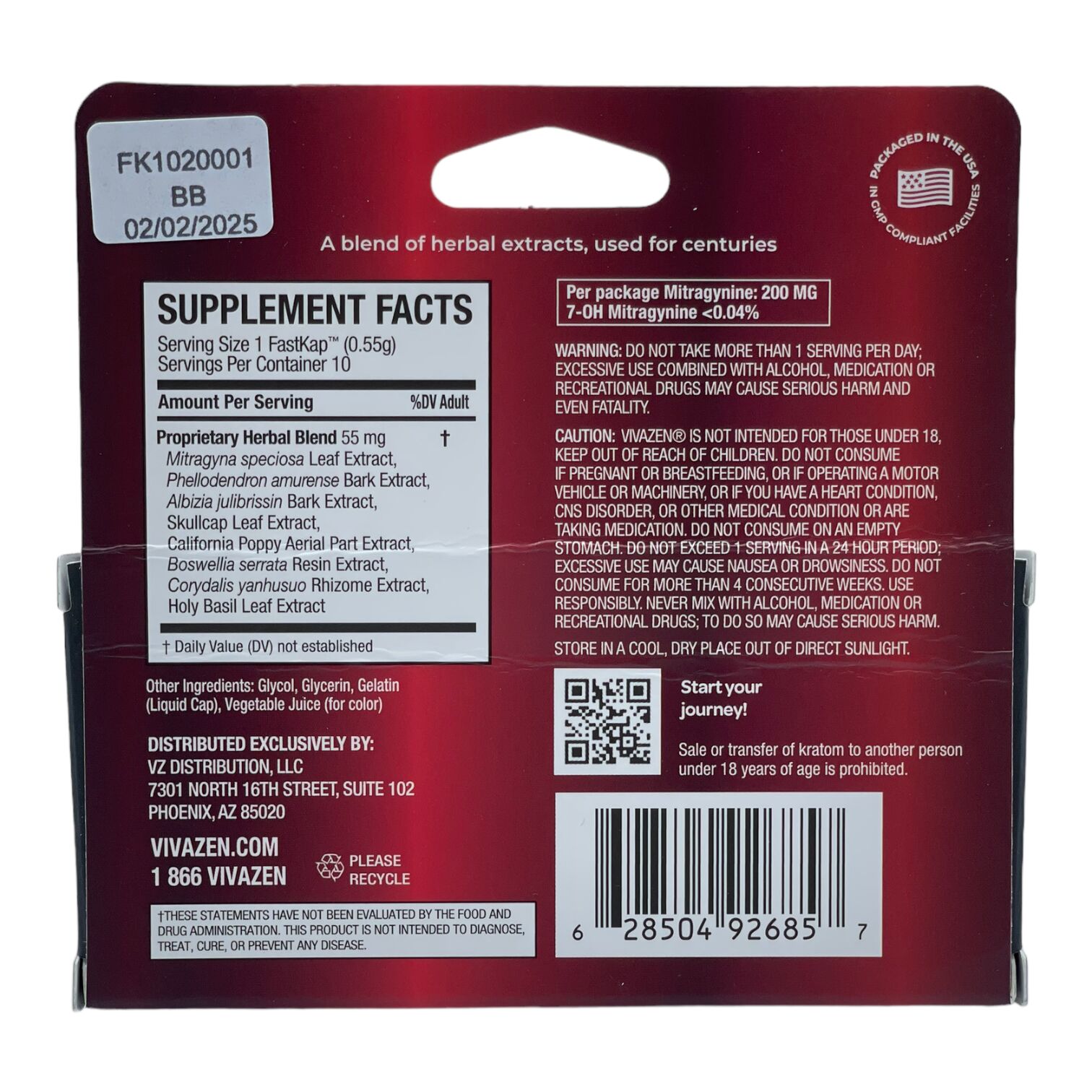 VIVAZEN FastKaps Kratom Extract Gel Caps | Image 3 | VIVAZEN FastKaps Kratom Extract Gel Caps