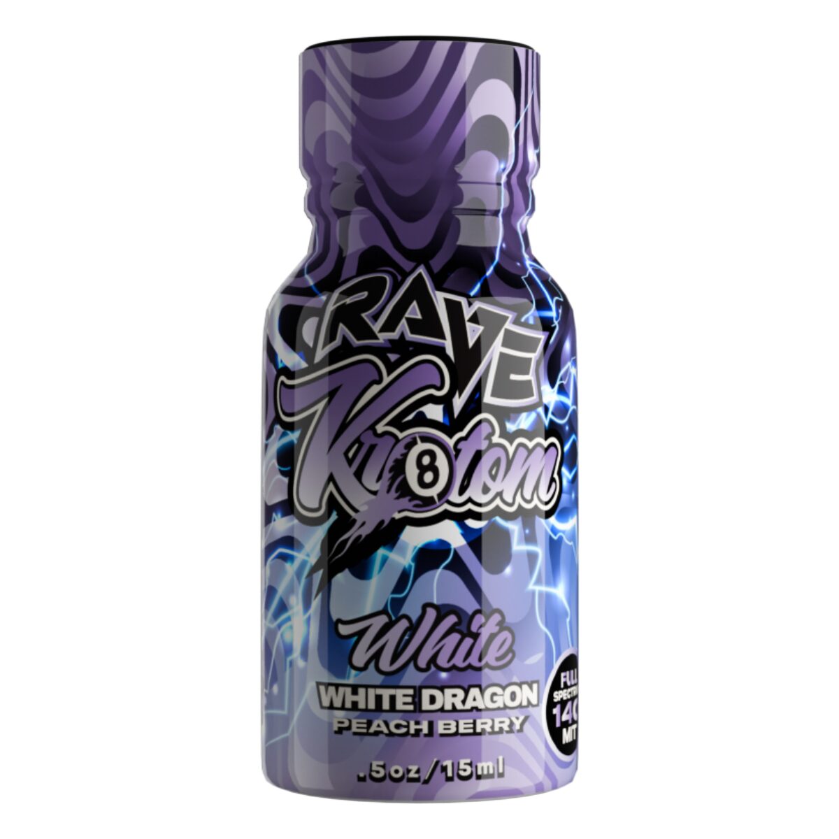Rave Kratom – White Dragon Peach Berry Shot 140mg 15mL | Image 1 | Rave Kratom – White Dragon Peach Berry Shot 140mg 15mL