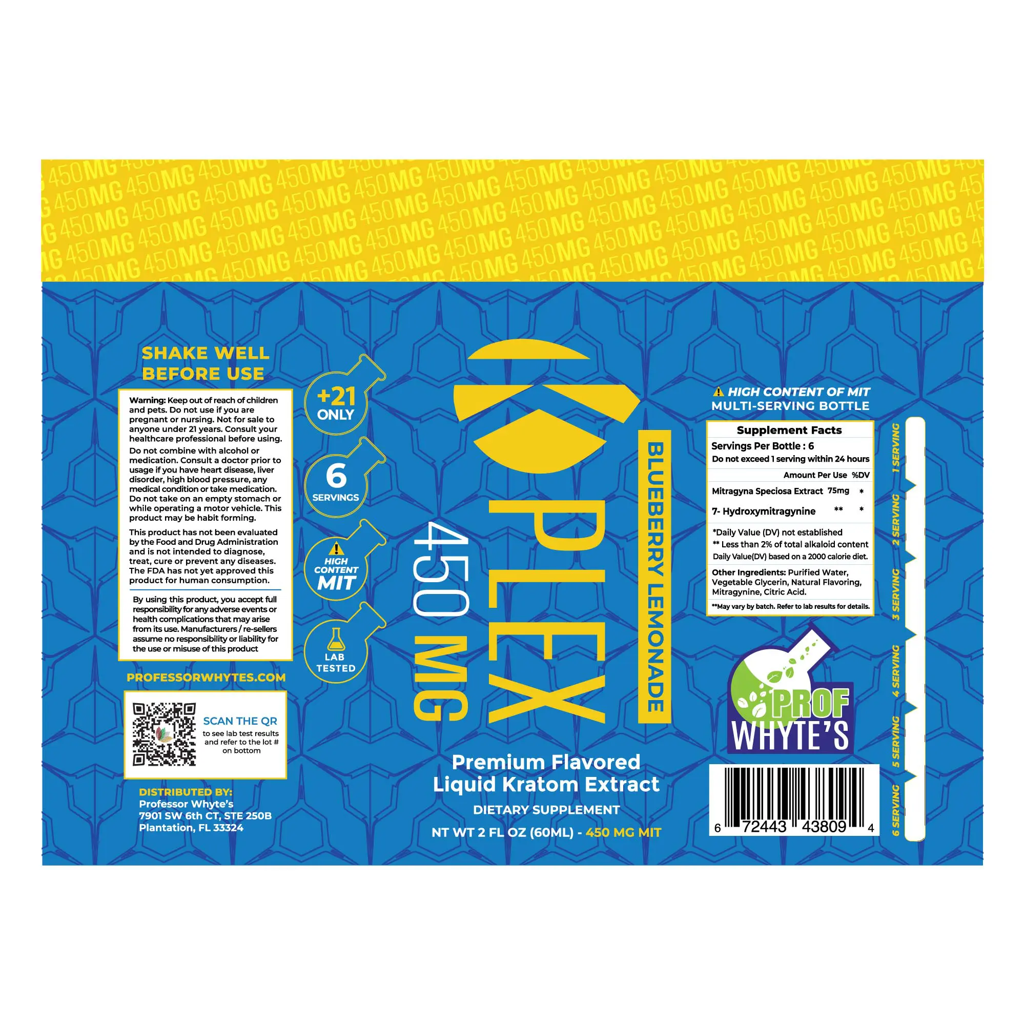 Prof Whytes K Plex Liquid Kratom Extract Shots Blueberry Lemonade 450mg 60mL | Image 6 | Prof Whytes K Plex Liquid Kratom Extract Shots Blueberry Lemonade 450mg 60mL