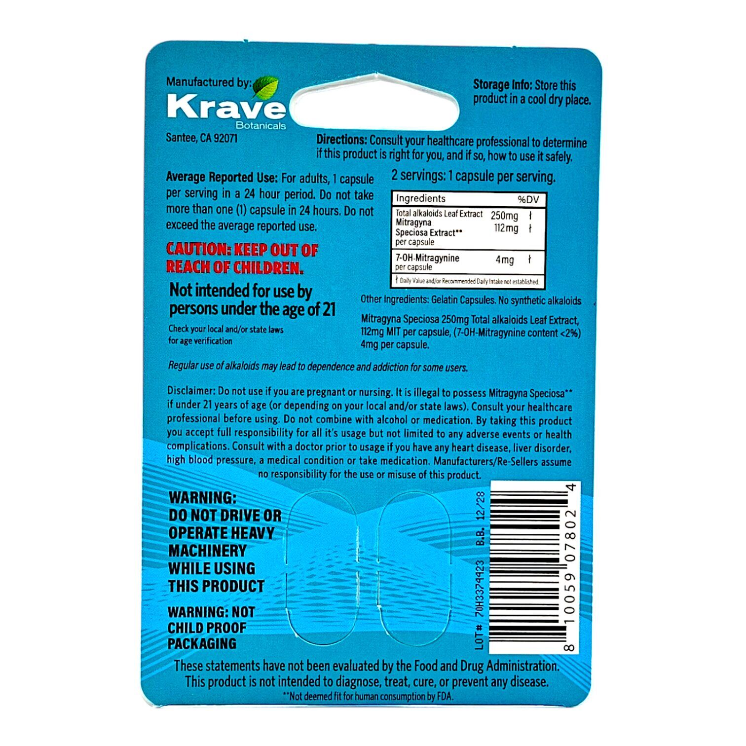 Krave Botanicals 7-OH Extract Capsules 2ct | Image 3 | Krave Botanicals 7-OH Extract Capsules 2ct