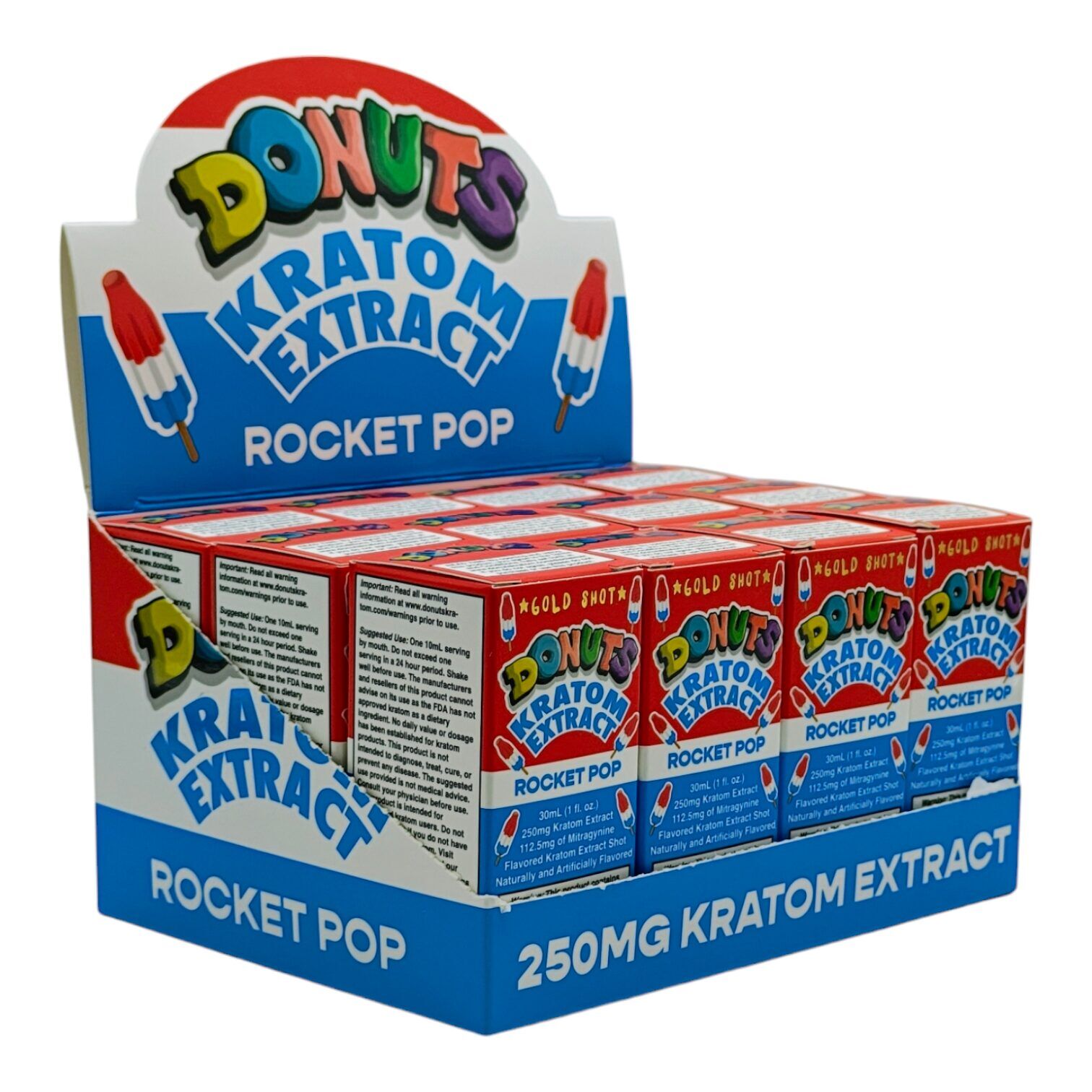 Donuts Gold Rocket Pop Kratom Shot 250mg 30mL | Image 2 | Donuts Gold Rocket Pop Kratom Shot 250mg 30mL