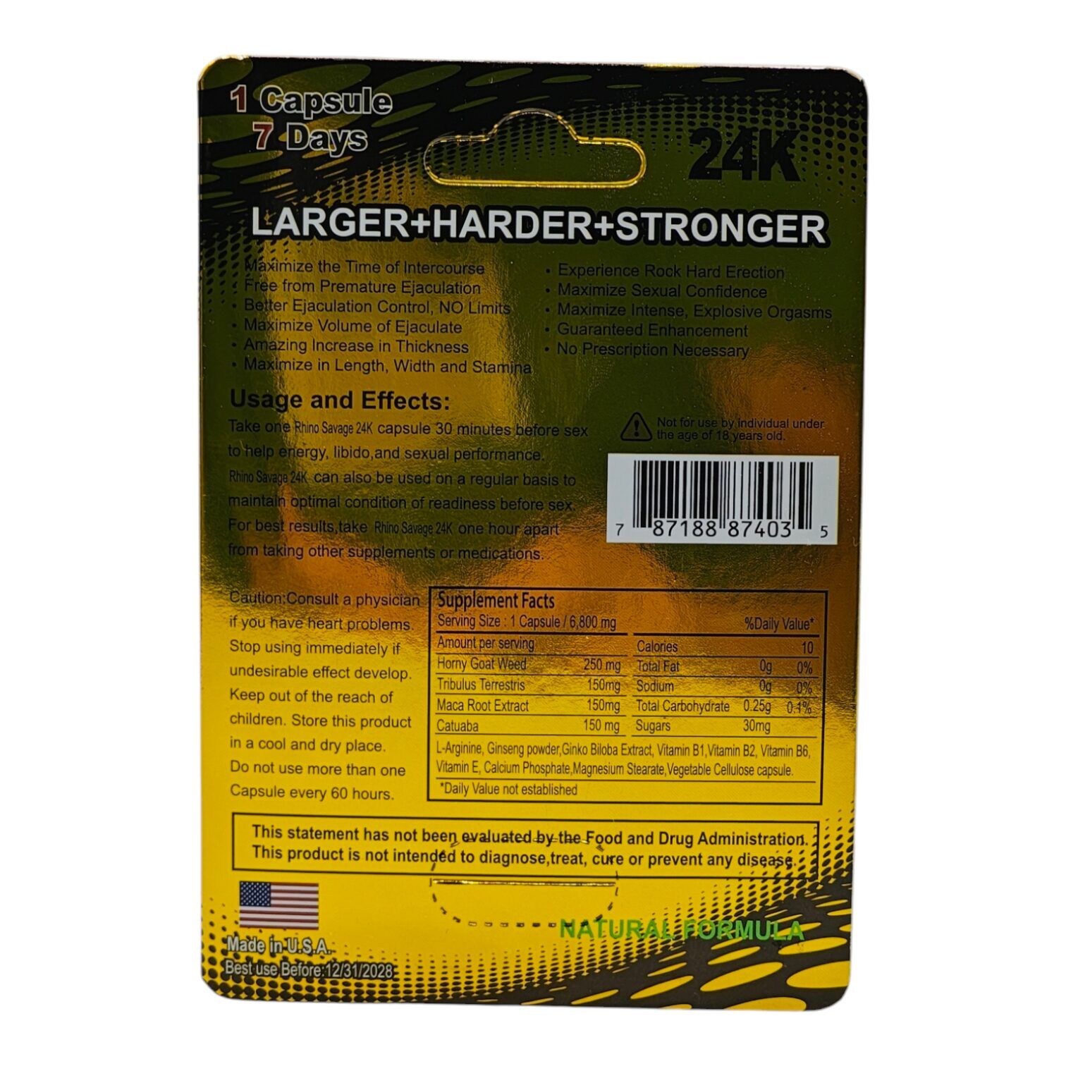 Rhino Savage 24K Male Enhancement Capsule | Image 3 | Rhino Savage 24K Male Enhancement Capsule