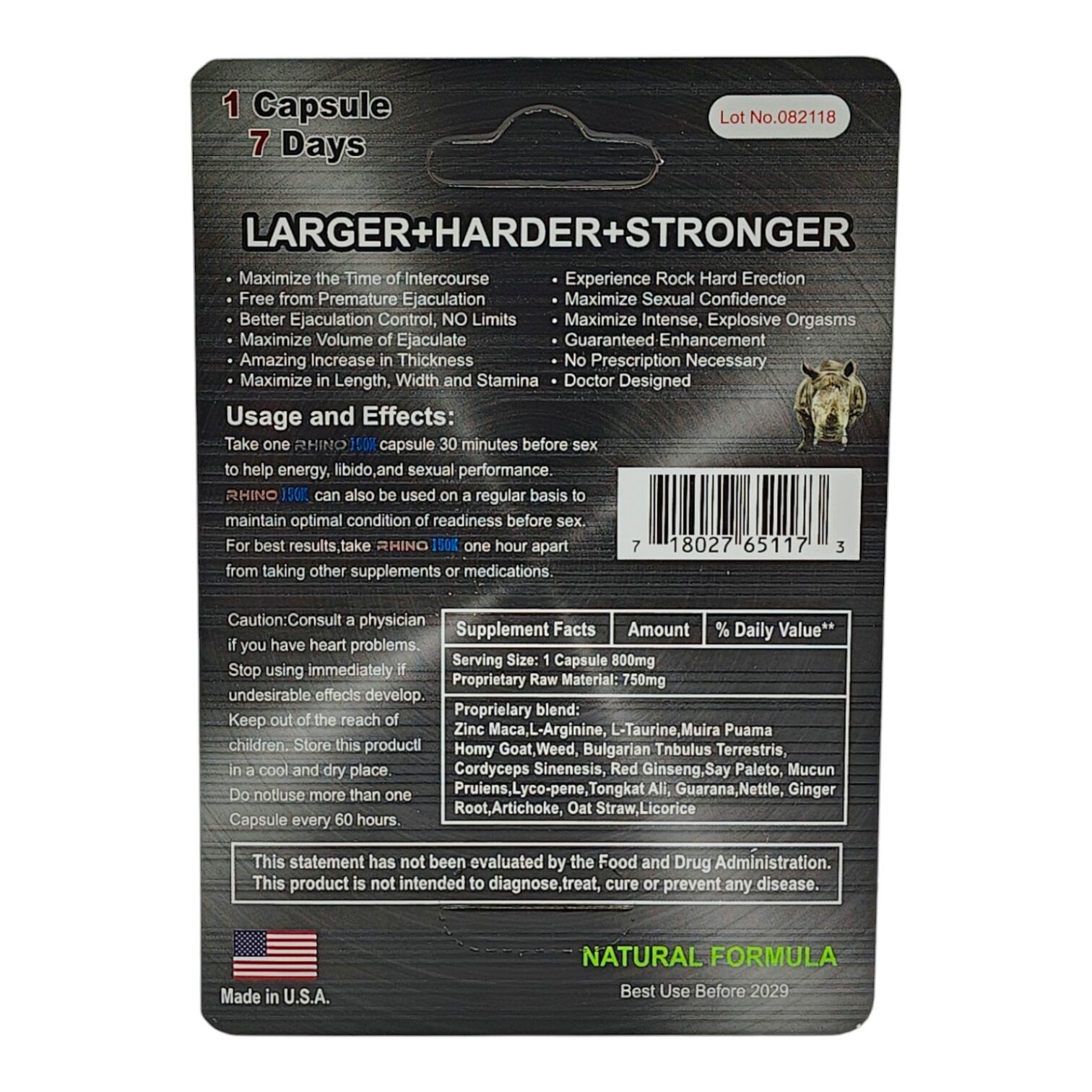 Rhino 150K Male Enhancement Capsule | Image 4 | Rhino 150K Male Enhancement Capsule