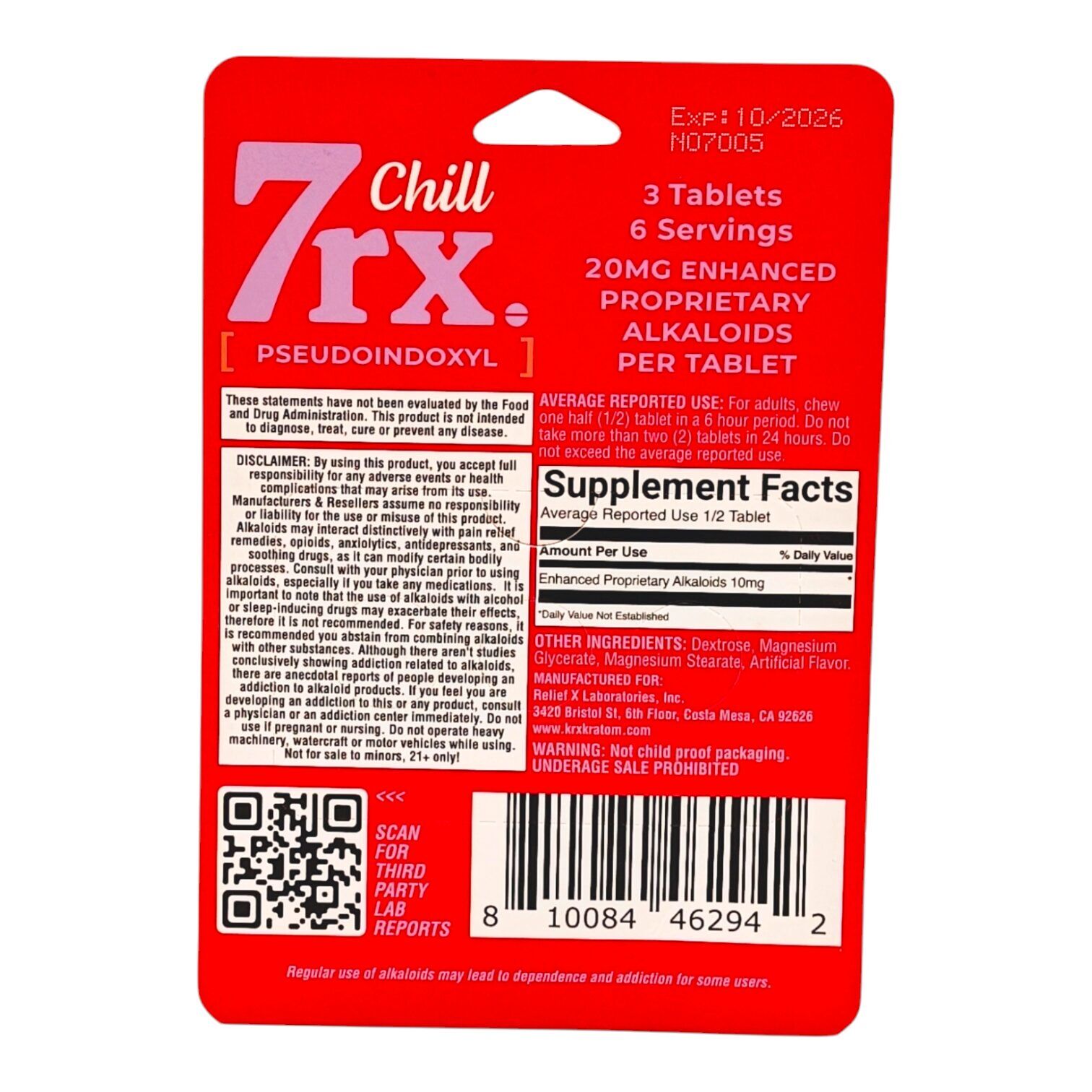 7rx Chill Chewable Pseudo Tablets 3ct | Image 3 | 7rx Chill Chewable Pseudo Tablets 3ct