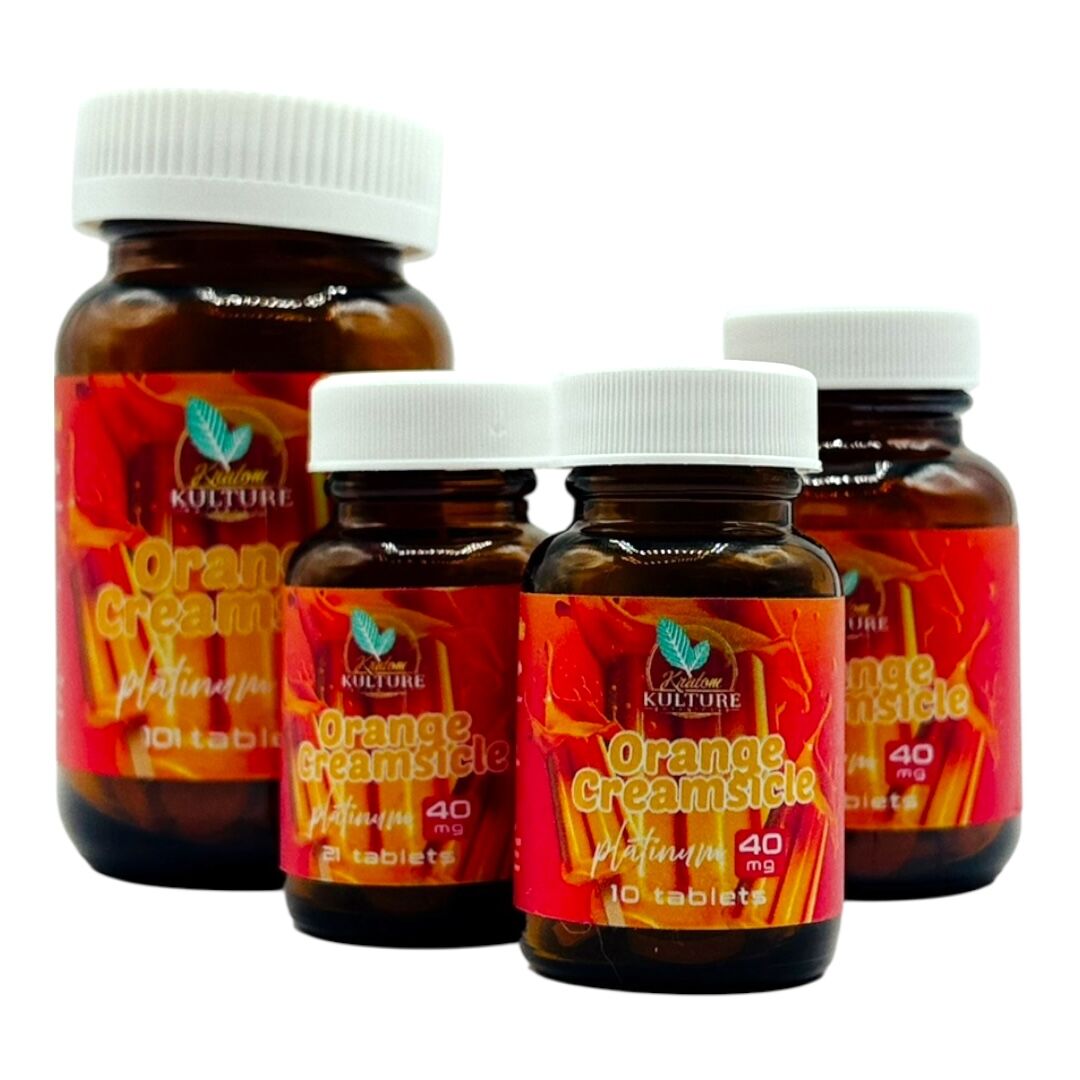 Kratom Kulture 7OHMZ Platinum Orange Creamsicle Tablets 40mg | Image 1 | Kratom Kulture 7OHMZ Platinum Orange Creamsicle Tablets 40mg