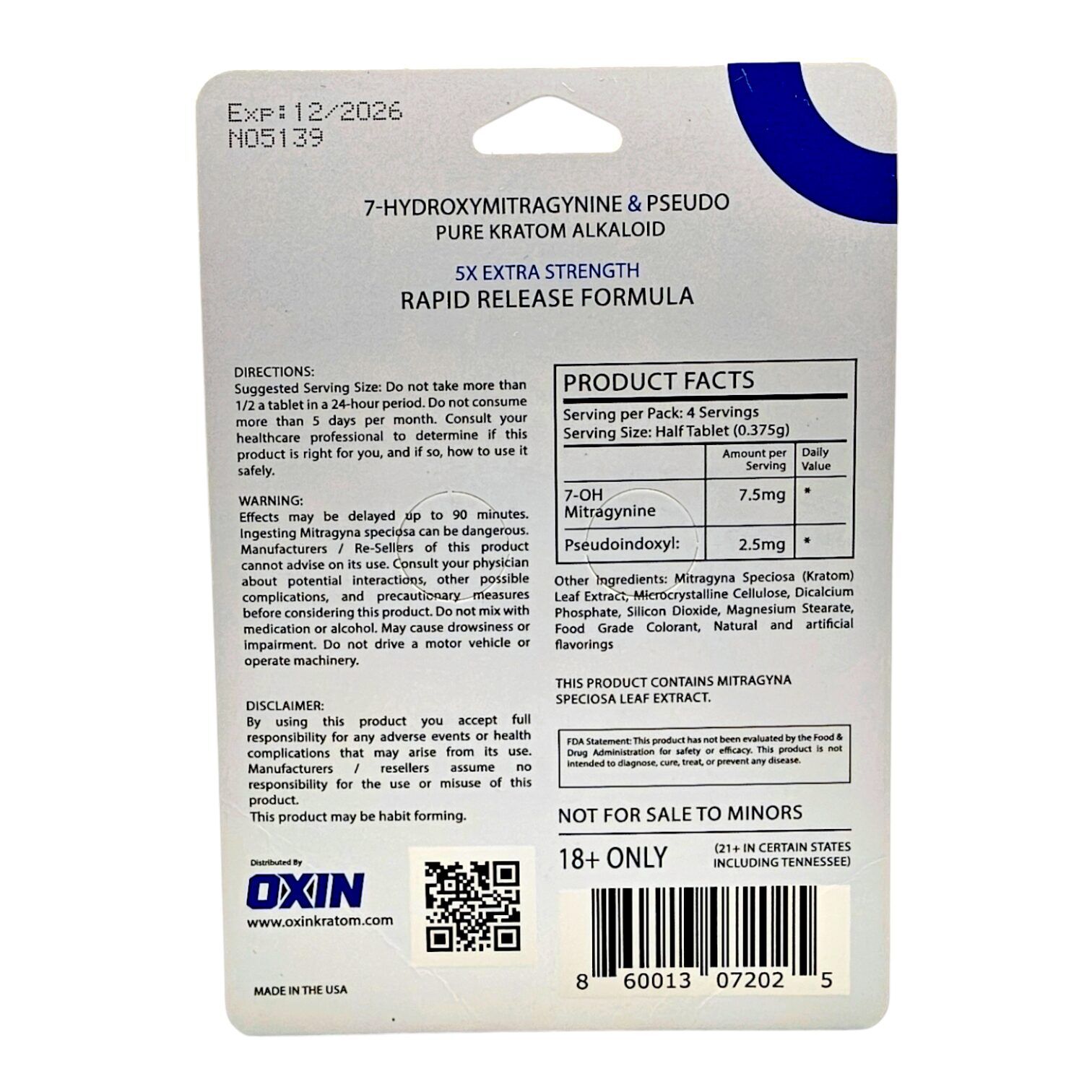 OXIN 7-OH Pseudo Flavored Tablets 20mg 2ct | Image 7 | OXIN 7-OH Pseudo Flavored Tablets 20mg 2ct