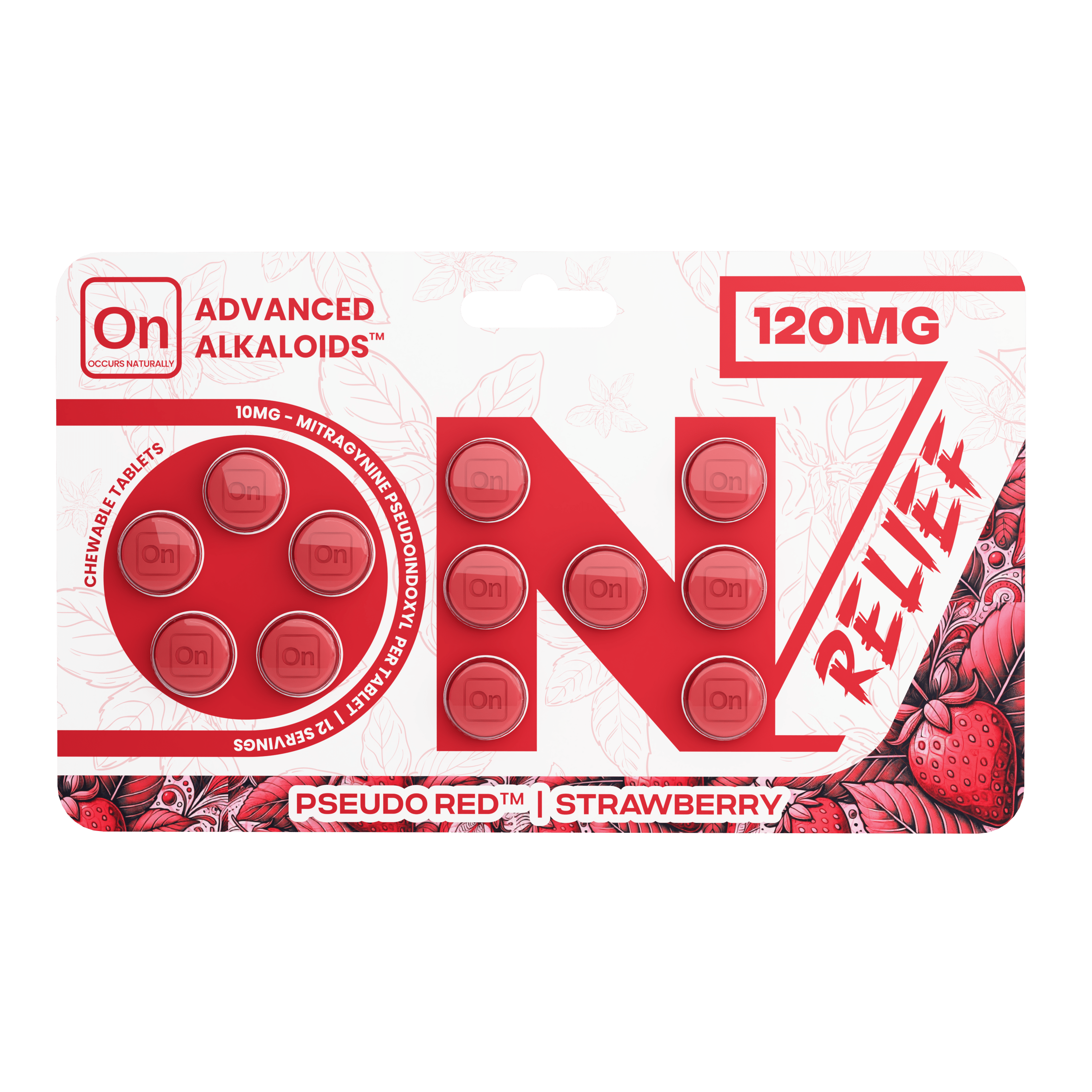 On7 Pseudo Red Relief Tablets Strawberry 120mg 12ct | Image 6 | On7 Pseudo Red Relief Tablets Strawberry 120mg 12ct