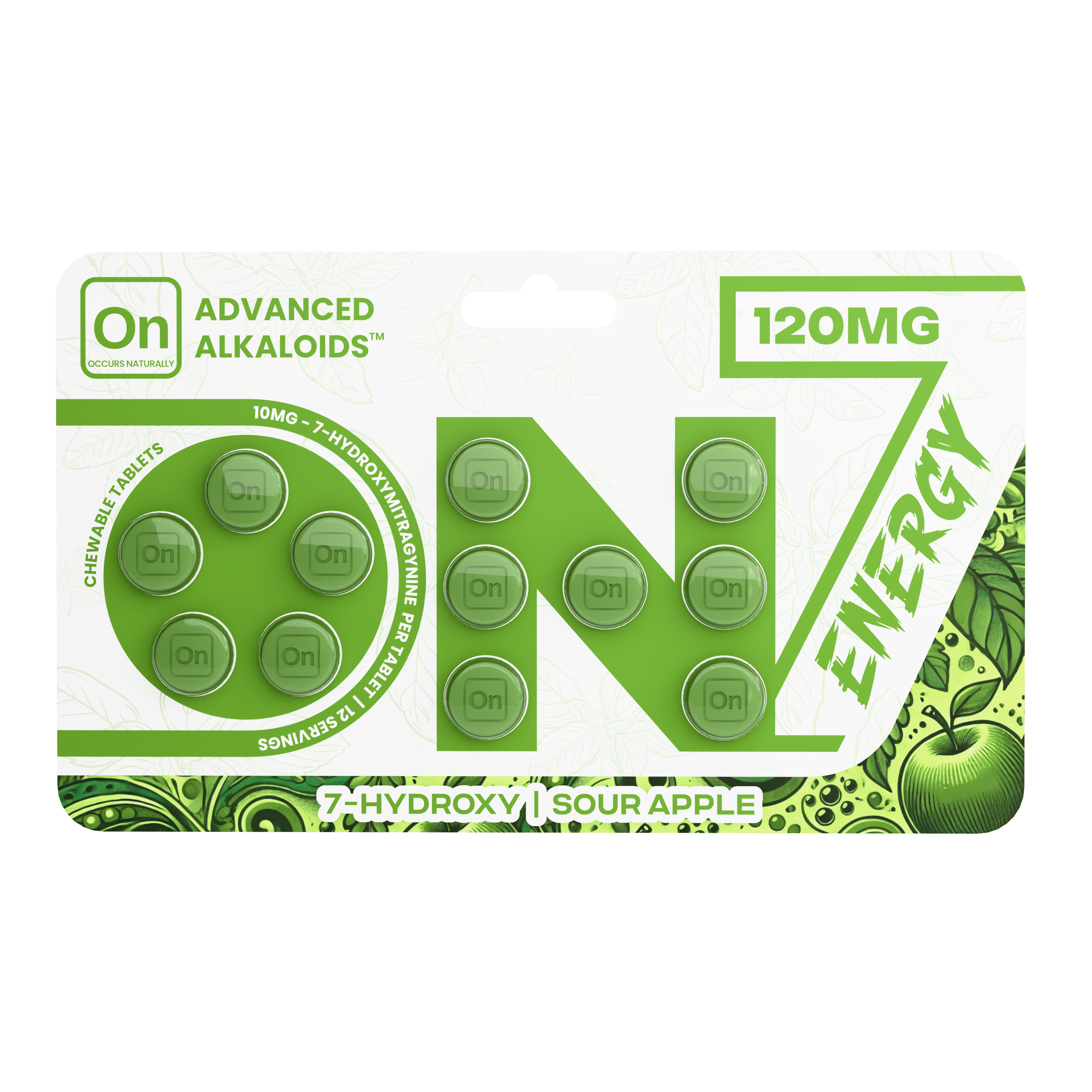 On7 7-OH Energy Tablets Sour Apple 120mg 12ct | Image 8 | On7 7-OH Energy Tablets Sour Apple 120mg 12ct