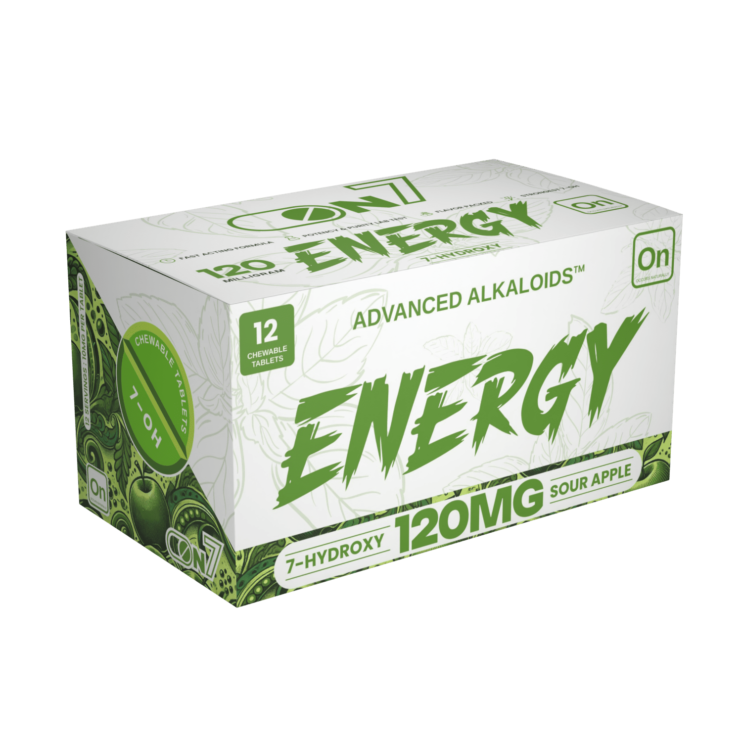 On7 7-OH Energy Tablets Sour Apple 120mg 12ct | Image 5 | On7 7-OH Energy Tablets Sour Apple 120mg 12ct