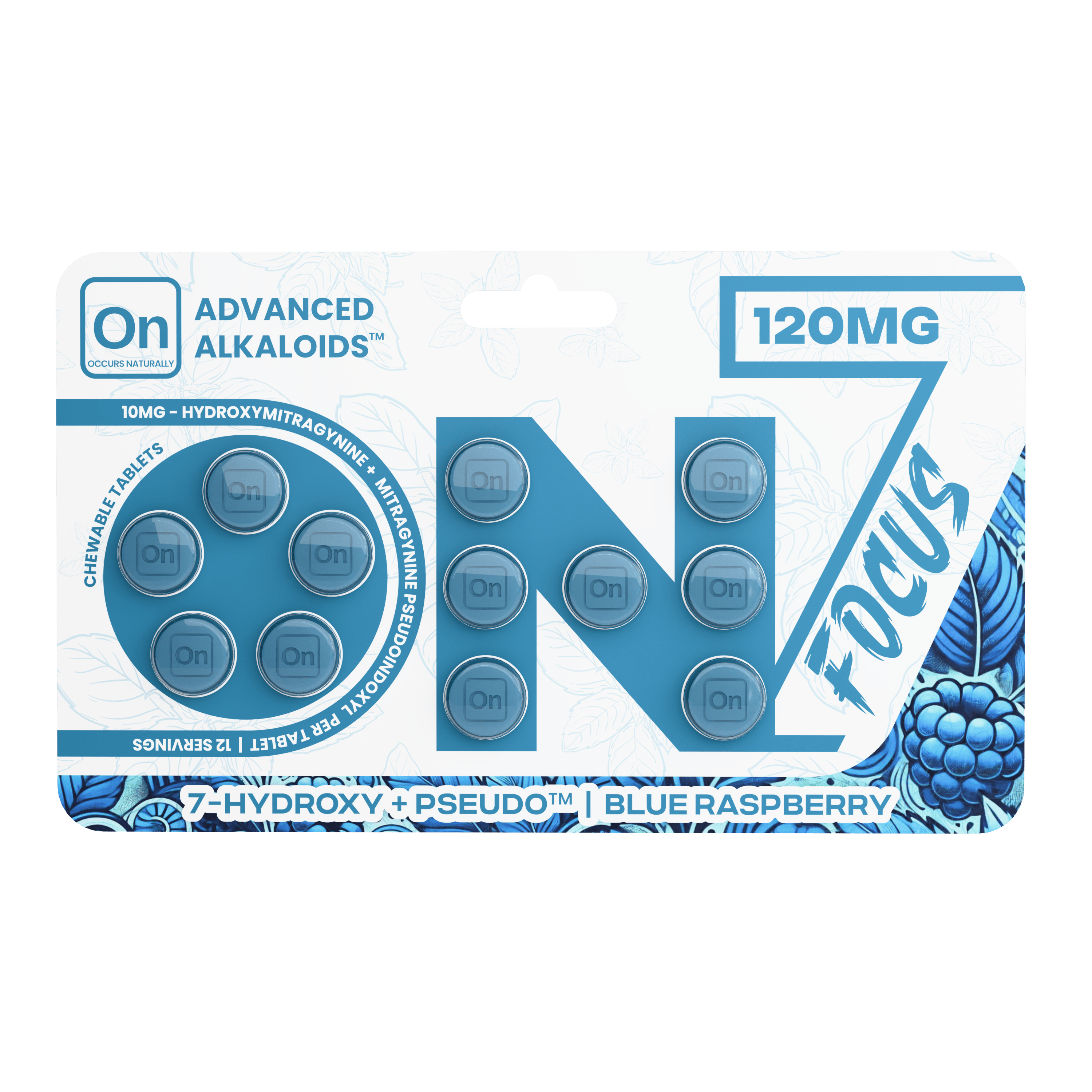 On7 7-OH+ Pseudo Focus Tablets Blue Raspberry 120mg 12ct | Image 8 | On7 7-OH+ Pseudo Focus Tablets Blue Raspberry 120mg 12ct