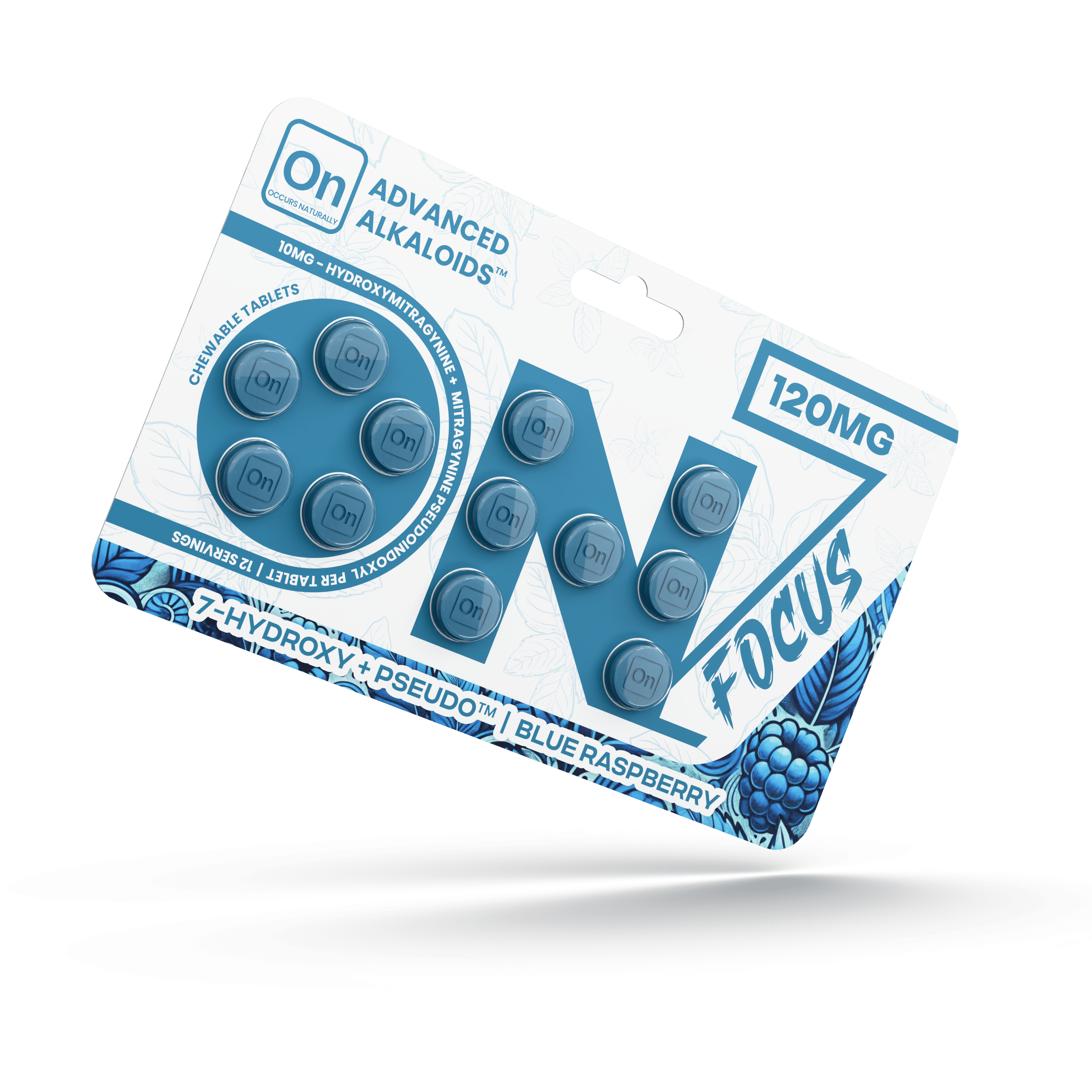 On7 7-OH+ Pseudo Focus Tablets Blue Raspberry 120mg 12ct | Image 1 | On7 7-OH+ Pseudo Focus Tablets Blue Raspberry 120mg 12ct