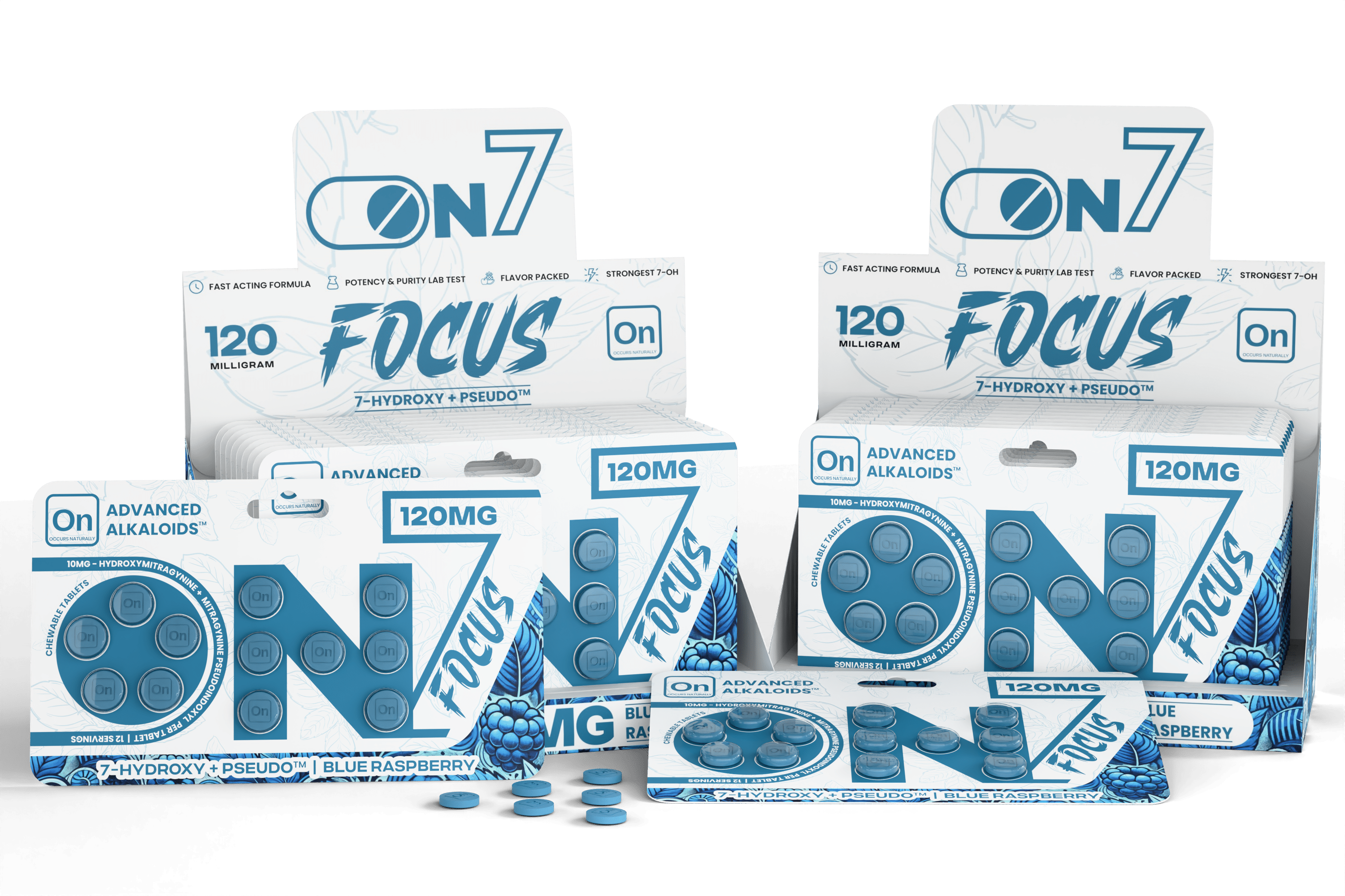On7 7-OH+ Pseudo Focus Tablets Blue Raspberry 120mg 12ct | Image 6 | On7 7-OH+ Pseudo Focus Tablets Blue Raspberry 120mg 12ct