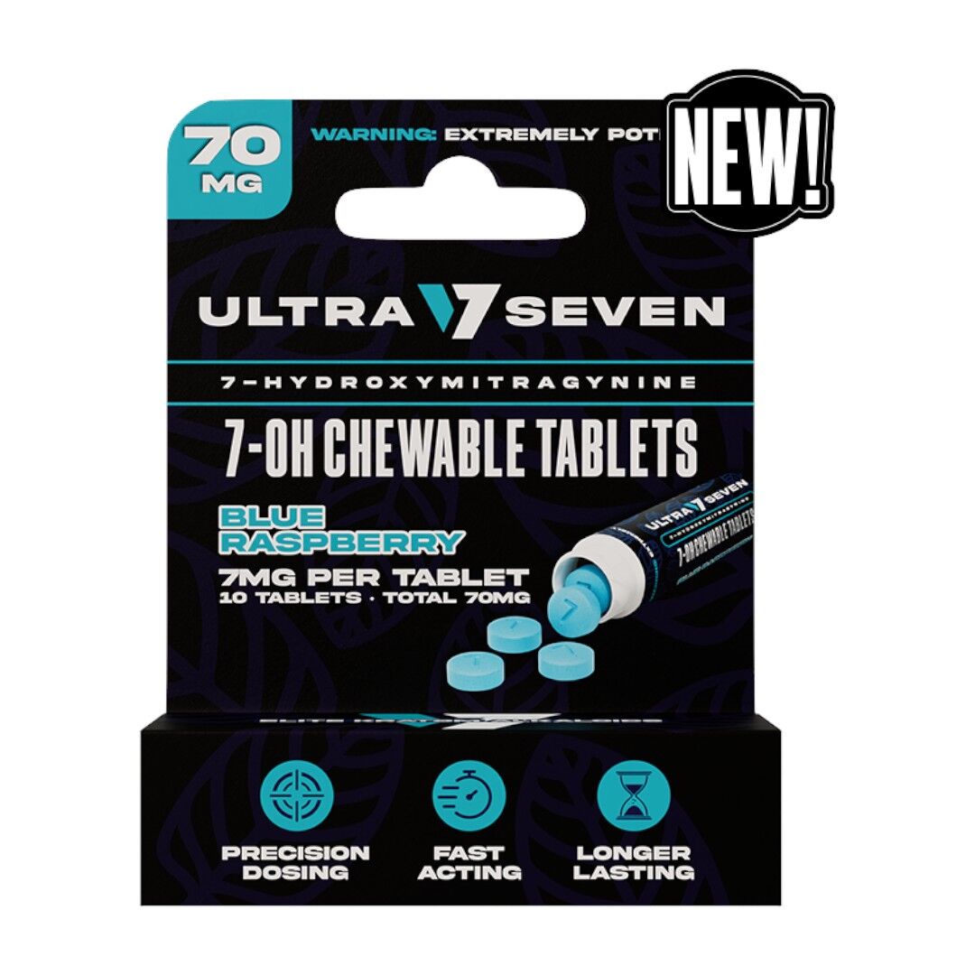 Ultra Seven Kratom 7-OH Tablets Blue Raspberry 7mg | Image 1 | Ultra Seven Kratom 7-OH Tablets Blue Raspberry 7mg