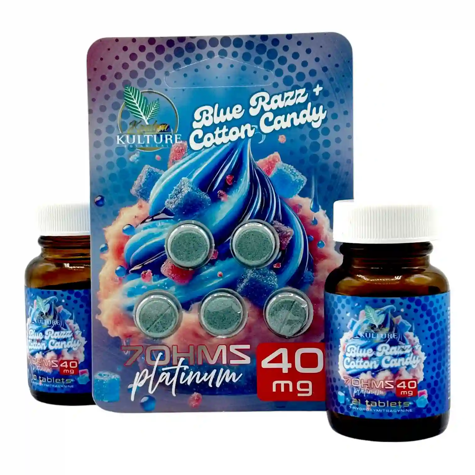 Kratom Kulture 7OHMZ Platinum 40mg – Blue Razz Cotton Candy | Image 1 | Kratom Kulture 7OHMZ Platinum 40mg – Blue Razz Cotton Candy