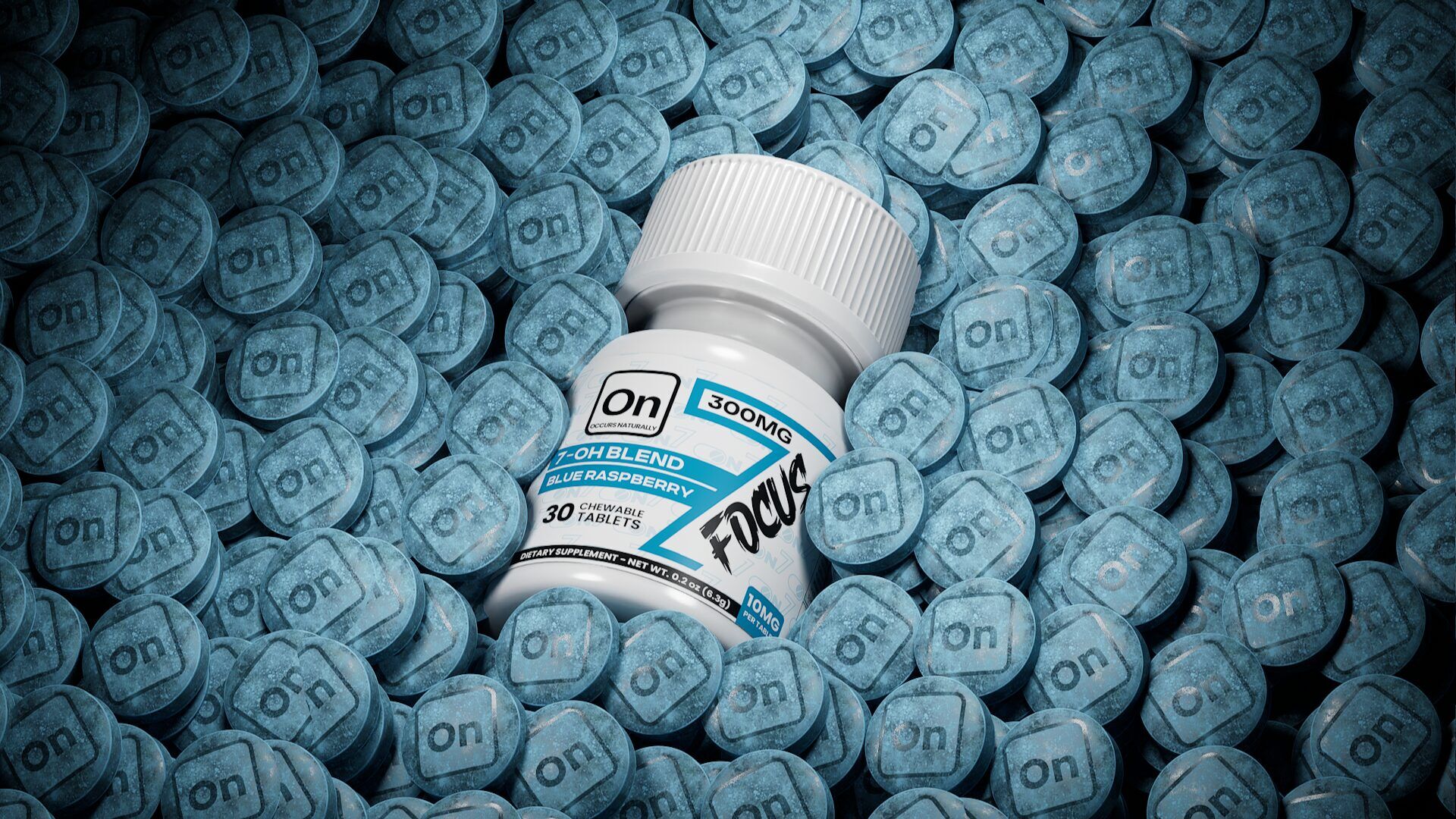 On7 7-Hydroxy + Pseudo Focus Tablets - Blue Raspberry 30ct | Image 1 | On7 7-Hydroxy + Pseudo Focus Tablets – Blue Raspberry 30ct