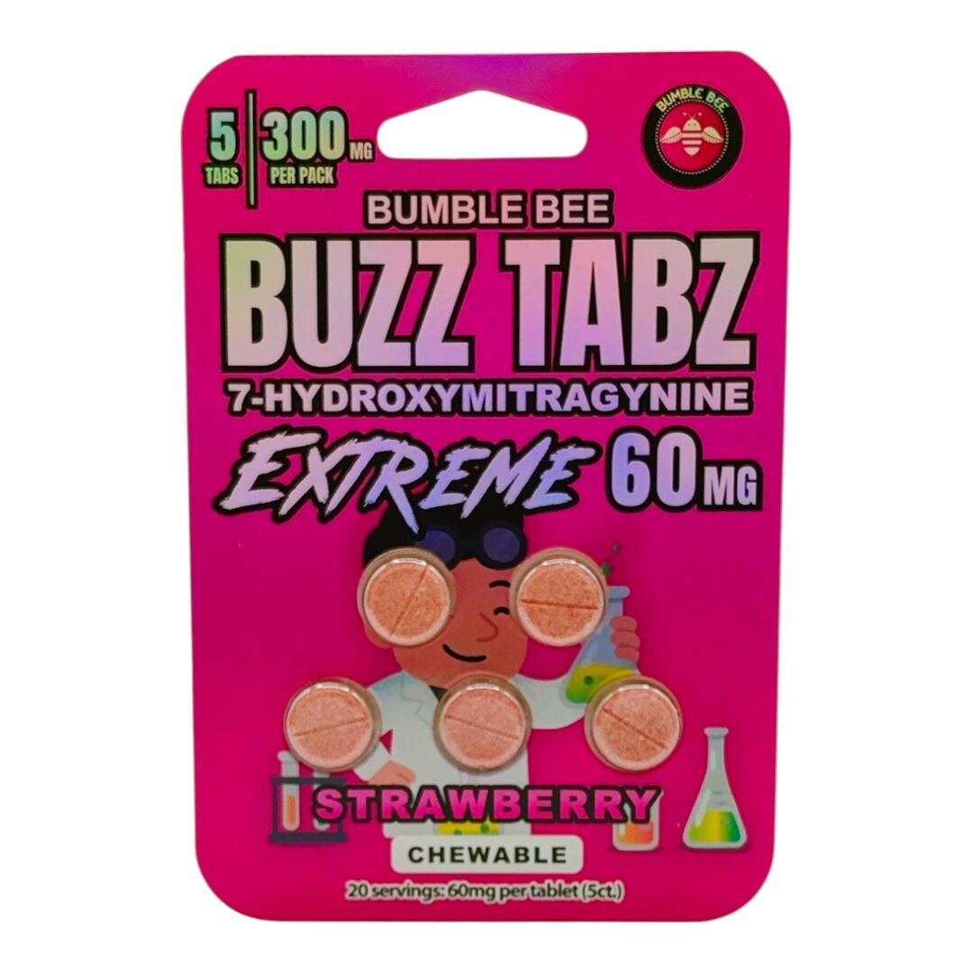 Bumble Bee Buzz Tabz Strawberry Extreme 7-OH Tablets 60mg | Image 1 | Bumble Bee Buzz Tabz Strawberry Extreme 7-OH Tablets 60mg
