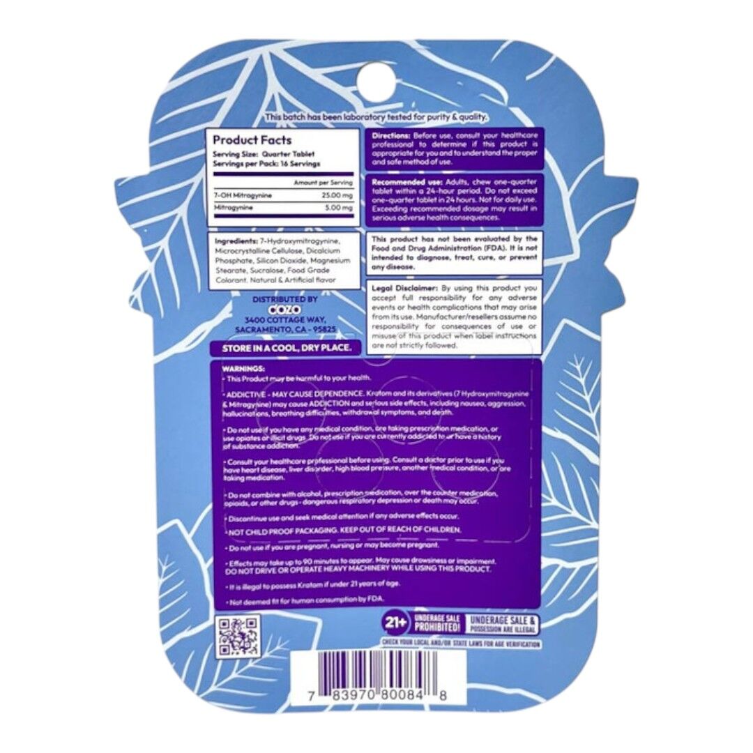 Dozo Perks Extreme Potency Flavored 7-OH 100mg x 4ct | Image 7 | Dozo Perks Extreme Potency Flavored 7-OH 100mg x 4ct