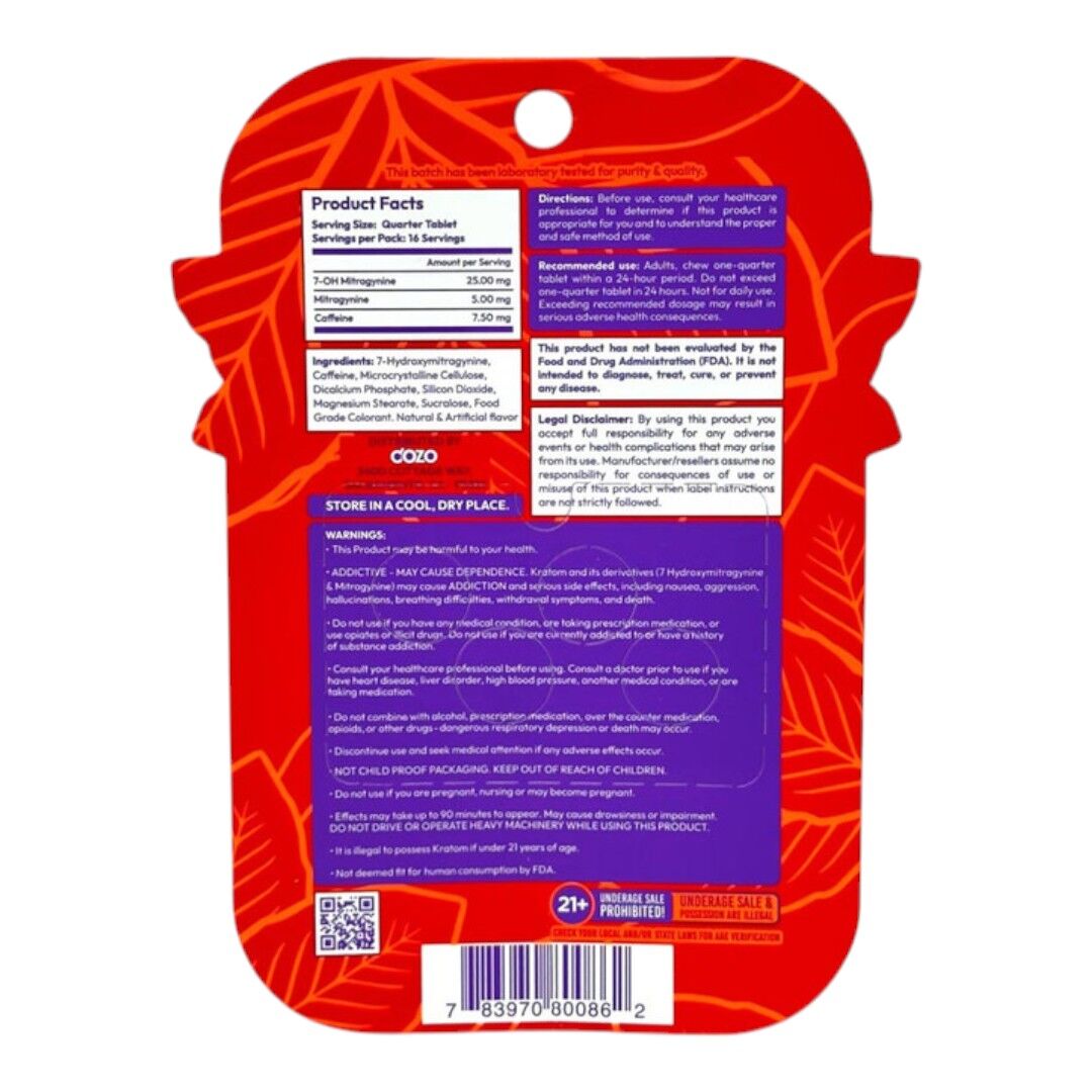 Dozo Perks Extreme Potency Flavored 7-OH 100mg x 4ct | Image 3 | Dozo Perks Extreme Potency Flavored 7-OH 100mg x 4ct