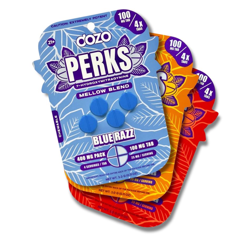 Dozo Perks Extreme Potency Flavored 7-OH 100mg x 4ct | Image 1 | Dozo Perks Extreme Potency Flavored 7-OH 100mg x 4ct